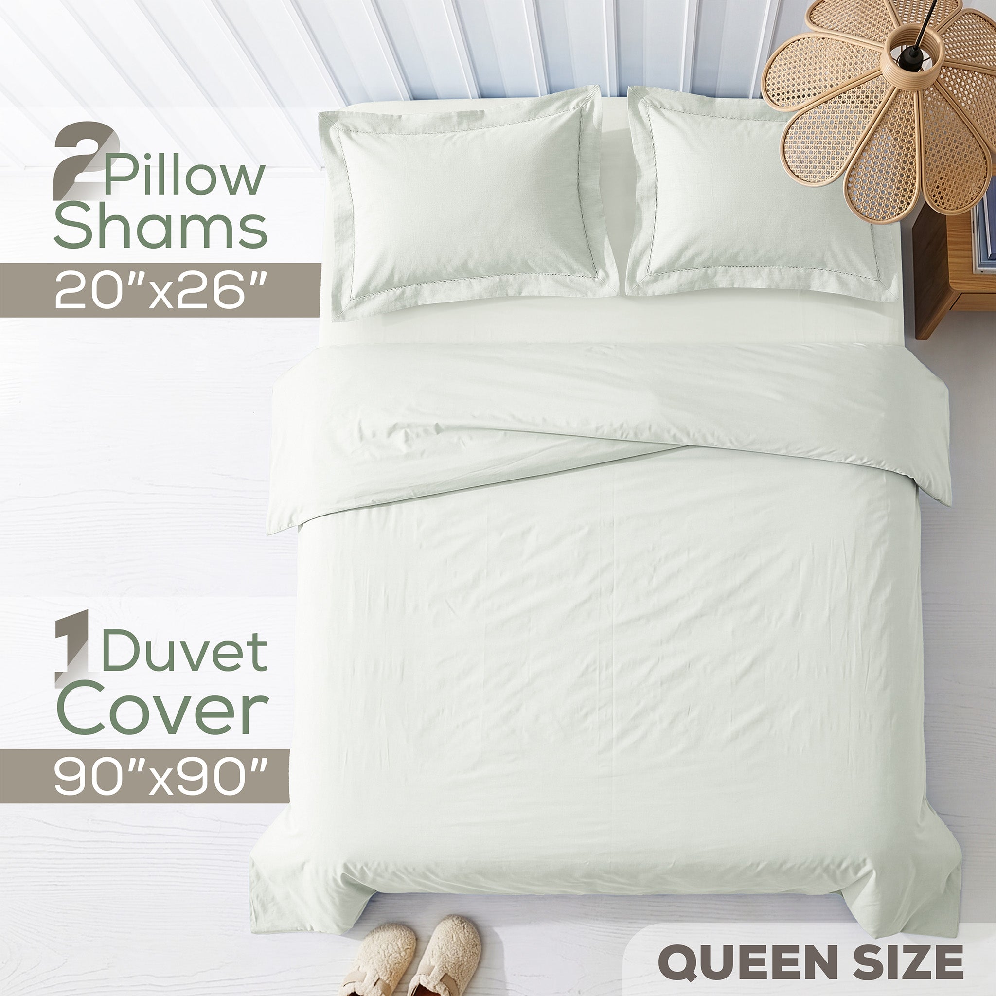 American Soft Linen 100% Washed Cotton Percale Duvet Cover Set – Soft Breathable Bedding Set with Pillow Shams