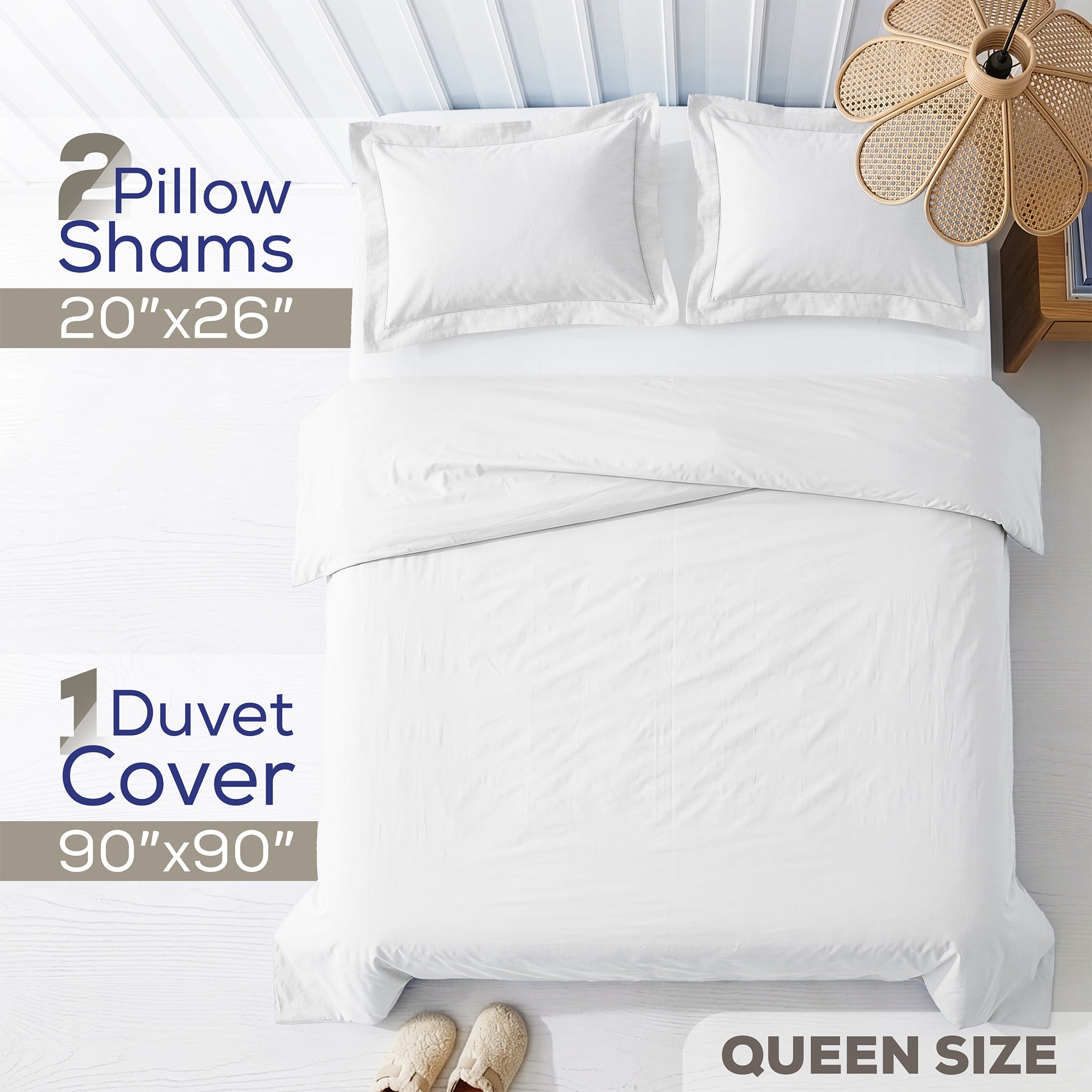 American Soft Linen 100% Washed Cotton Percale Duvet Cover Set – Soft Breathable Bedding Set with Pillow Shams