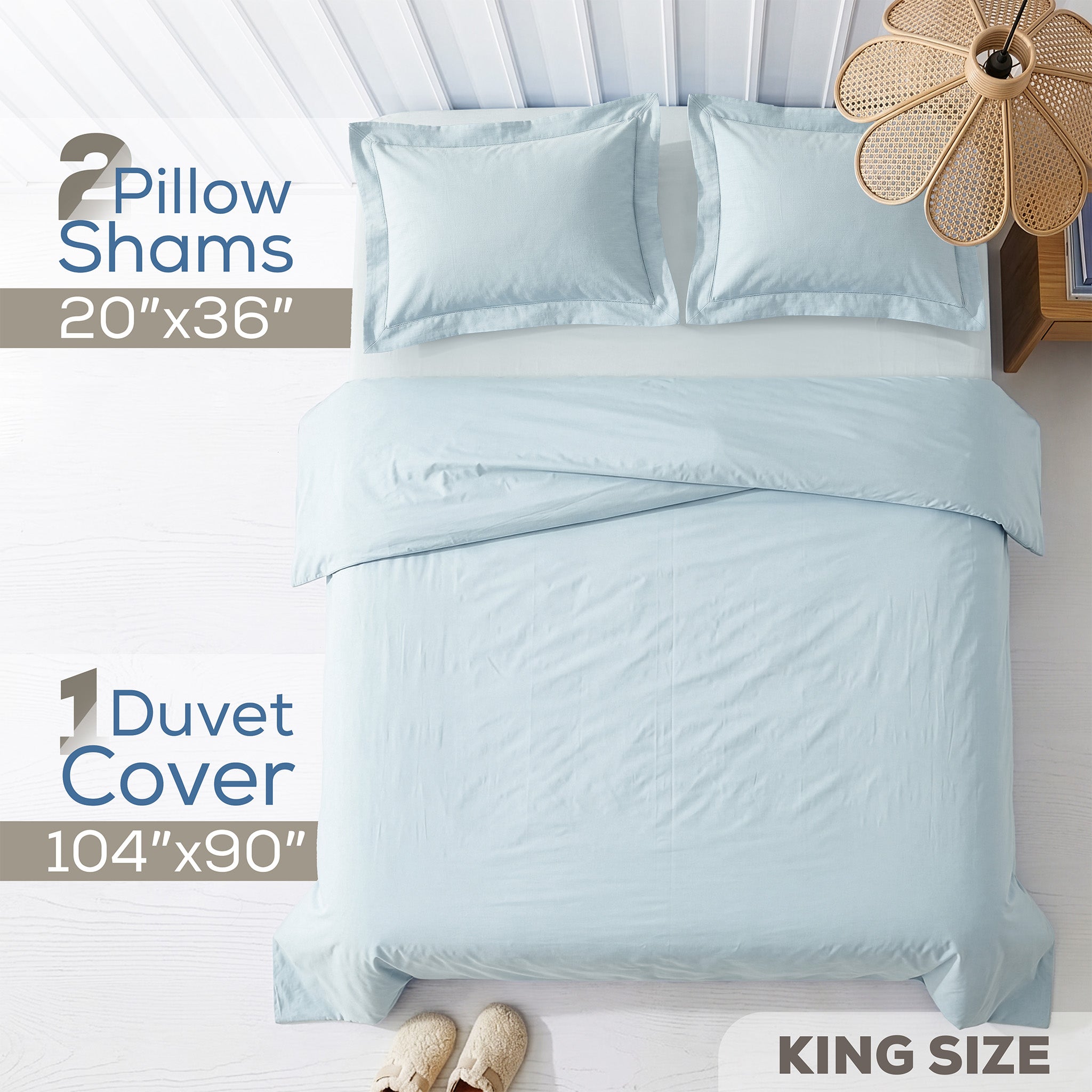 American Soft Linen 100% Washed Cotton Percale Duvet Cover Set – Soft Breathable Bedding Set with Pillow Shams