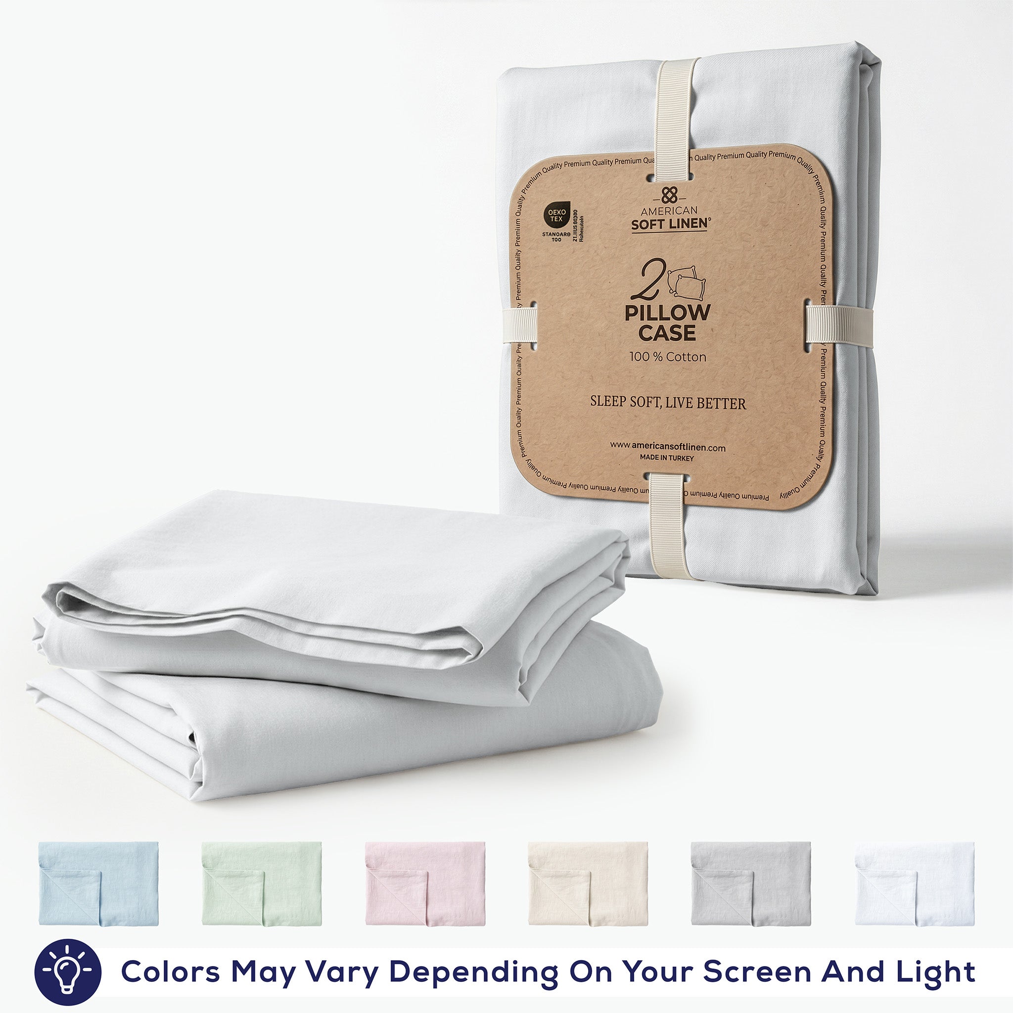American Soft Linen 100% Washed Cotton Percale Pillowcase Set (2 Pack) – Soft Breathable Pillow Covers