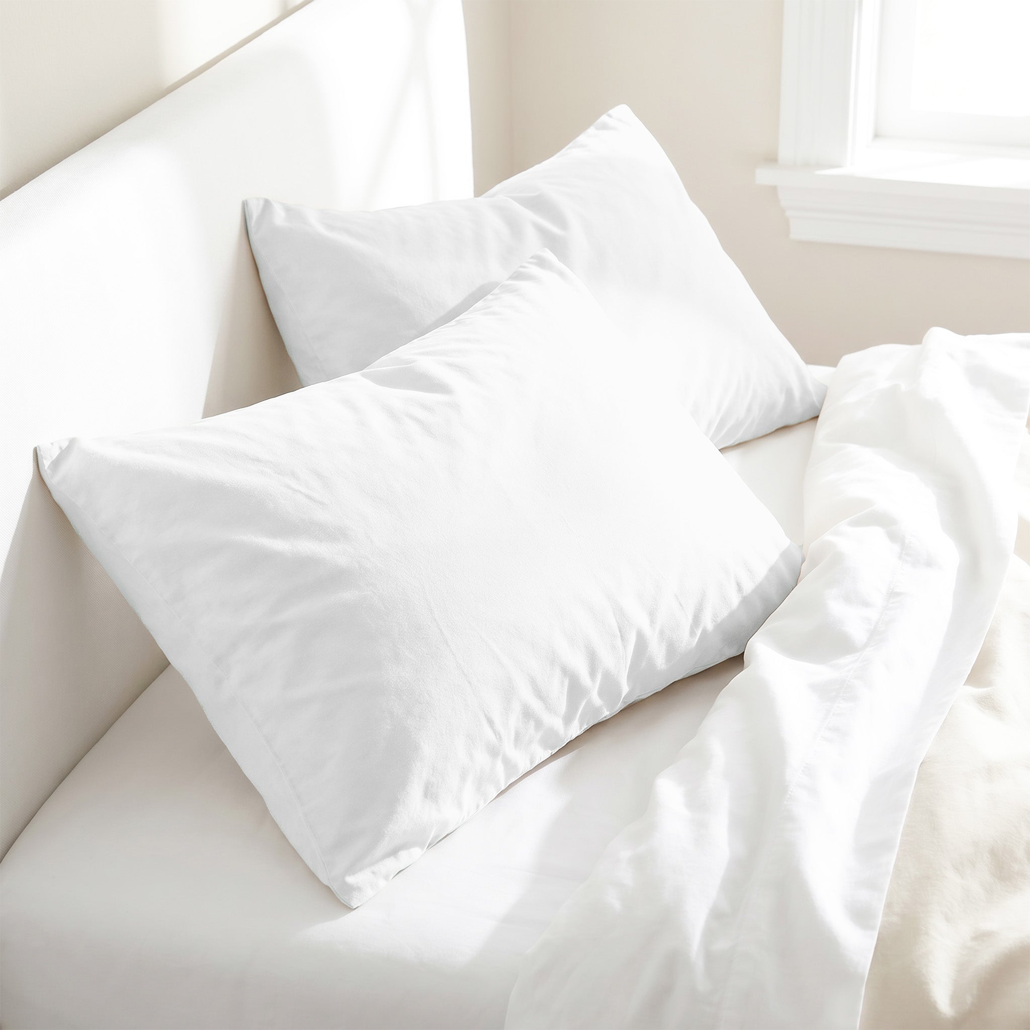 American Soft Linen 100% Washed Cotton Percale Pillowcase Set (2 Pack) – Soft Breathable Pillow Covers