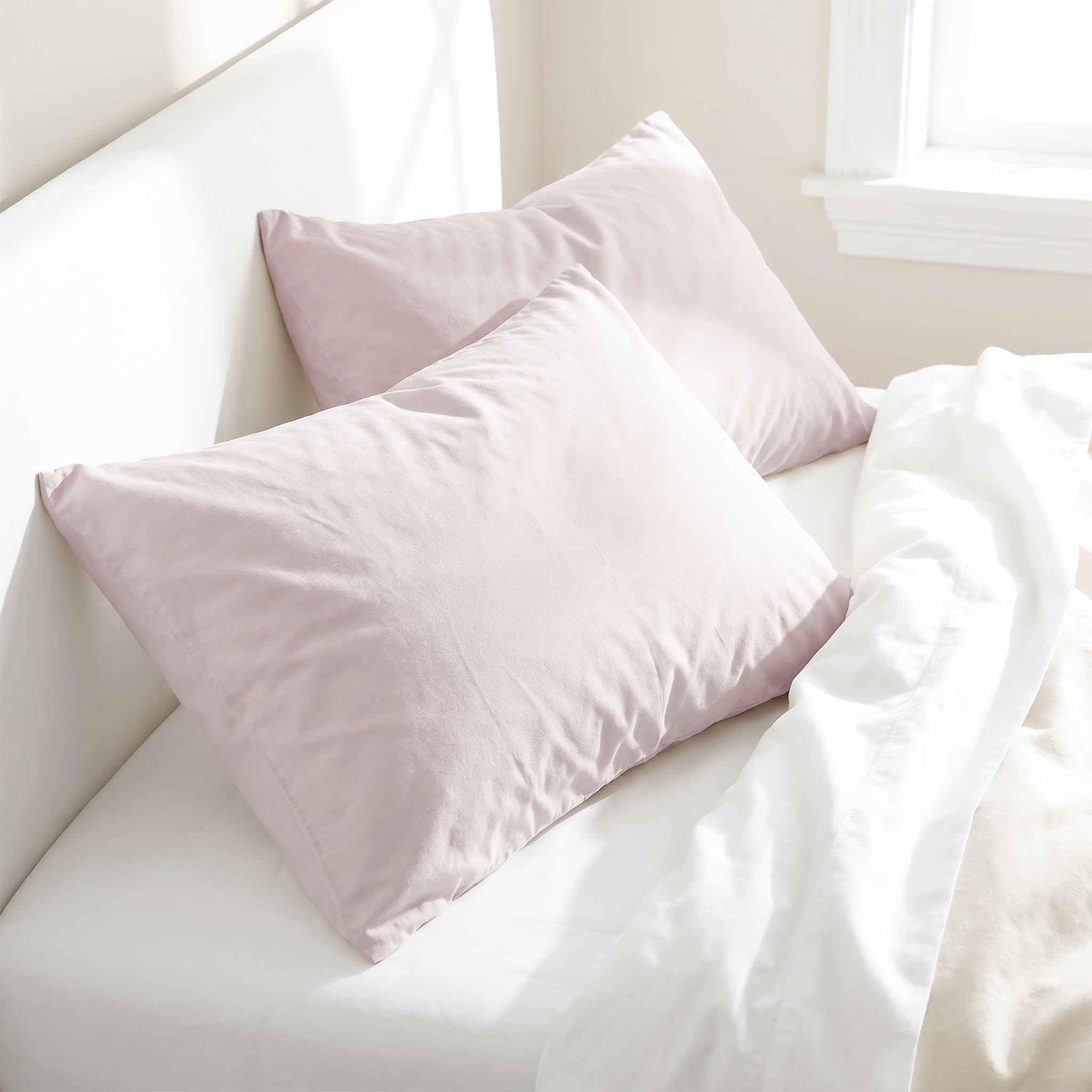 American Soft Linen 100% Washed Cotton Percale Pillowcase Set (2 Pack) – Soft Breathable Pillow Covers