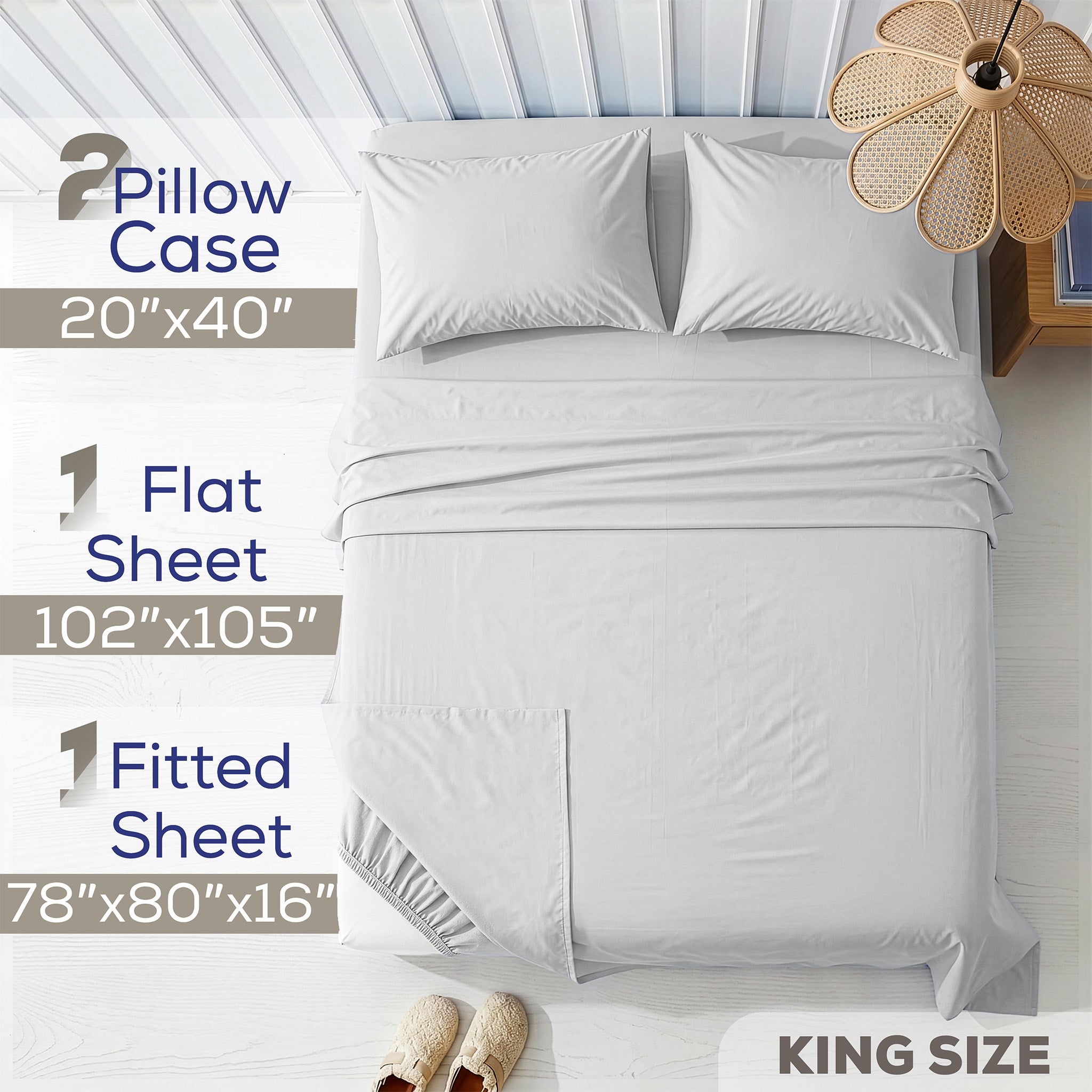 American Soft Linen 100% Washed Cotton Percale Sheet Set – Soft Breathable Bedding with Pillowcases