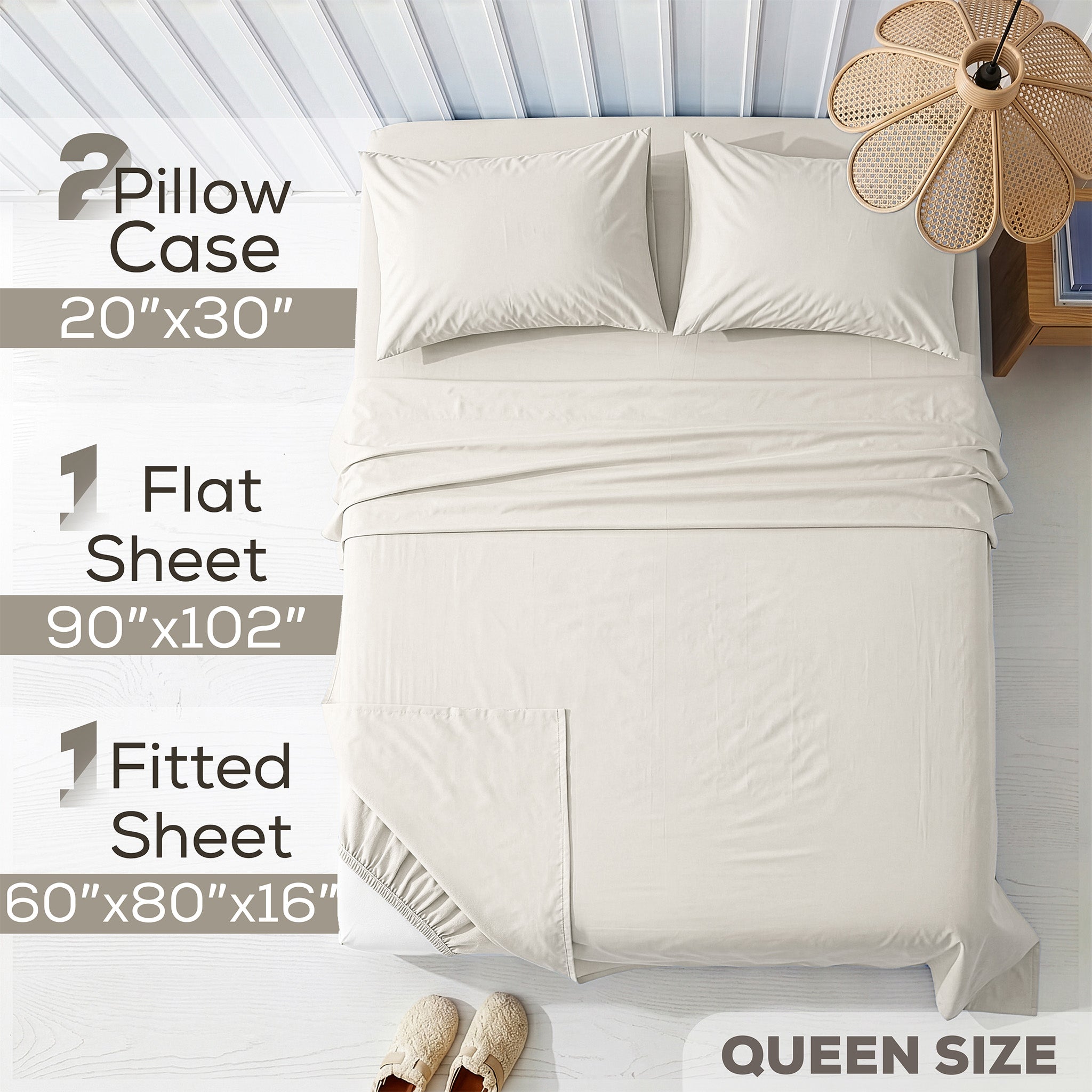 American Soft Linen 100% Washed Cotton Percale Sheet Set – Soft Breathable Bedding with Pillowcases