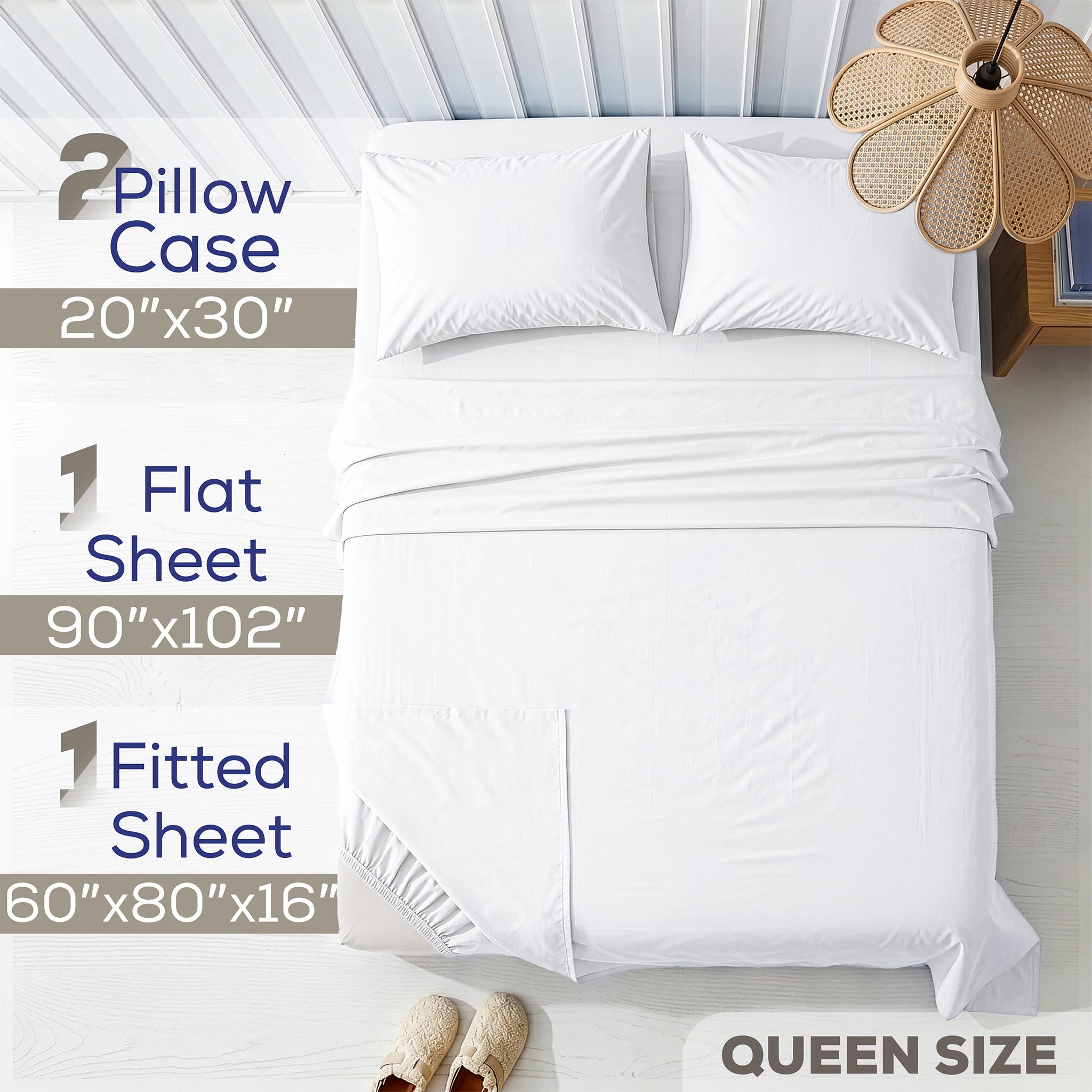 American Soft Linen 100% Washed Cotton Percale Sheet Set – Soft Breathable Bedding with Pillowcases
