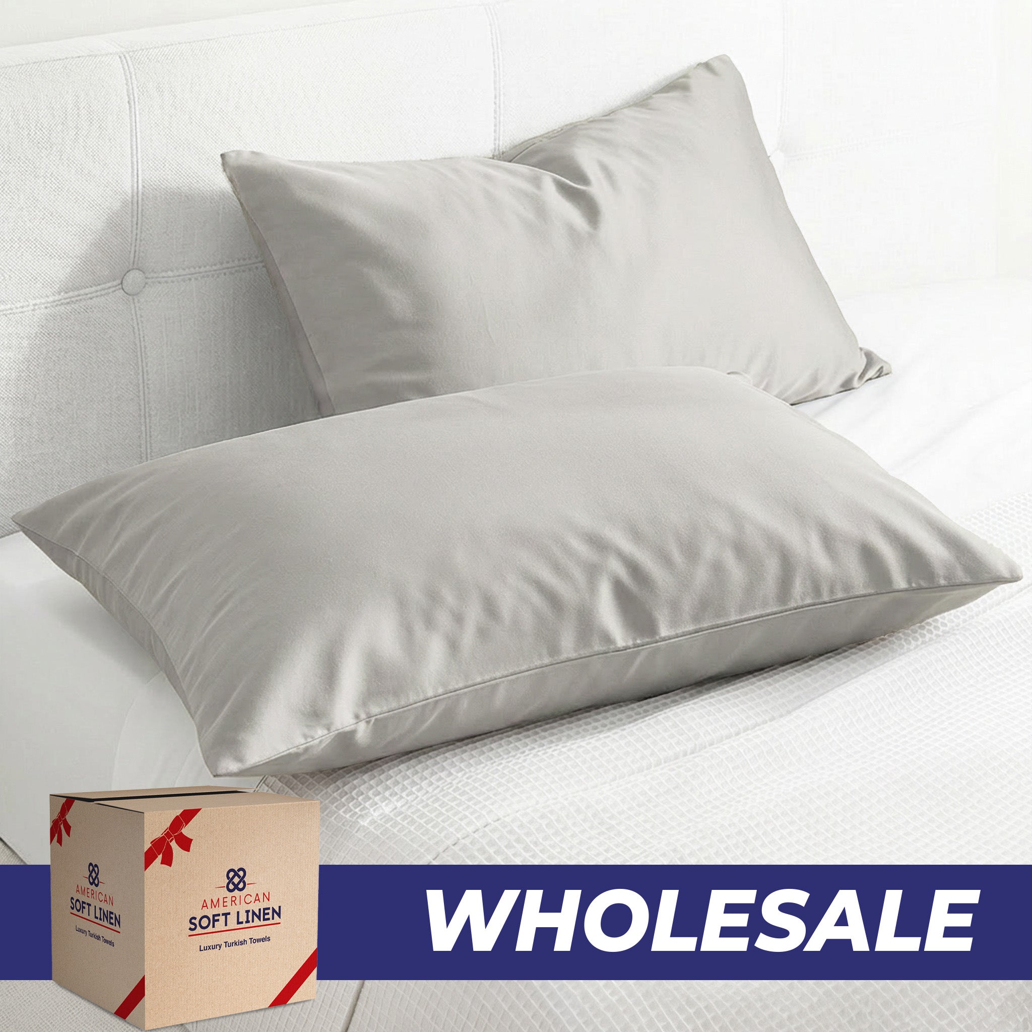 American Soft Linen Wholesale 100% Cotton Sateen Pillowcase Set (2 Pack) – Hotel Quality Bulk Supply