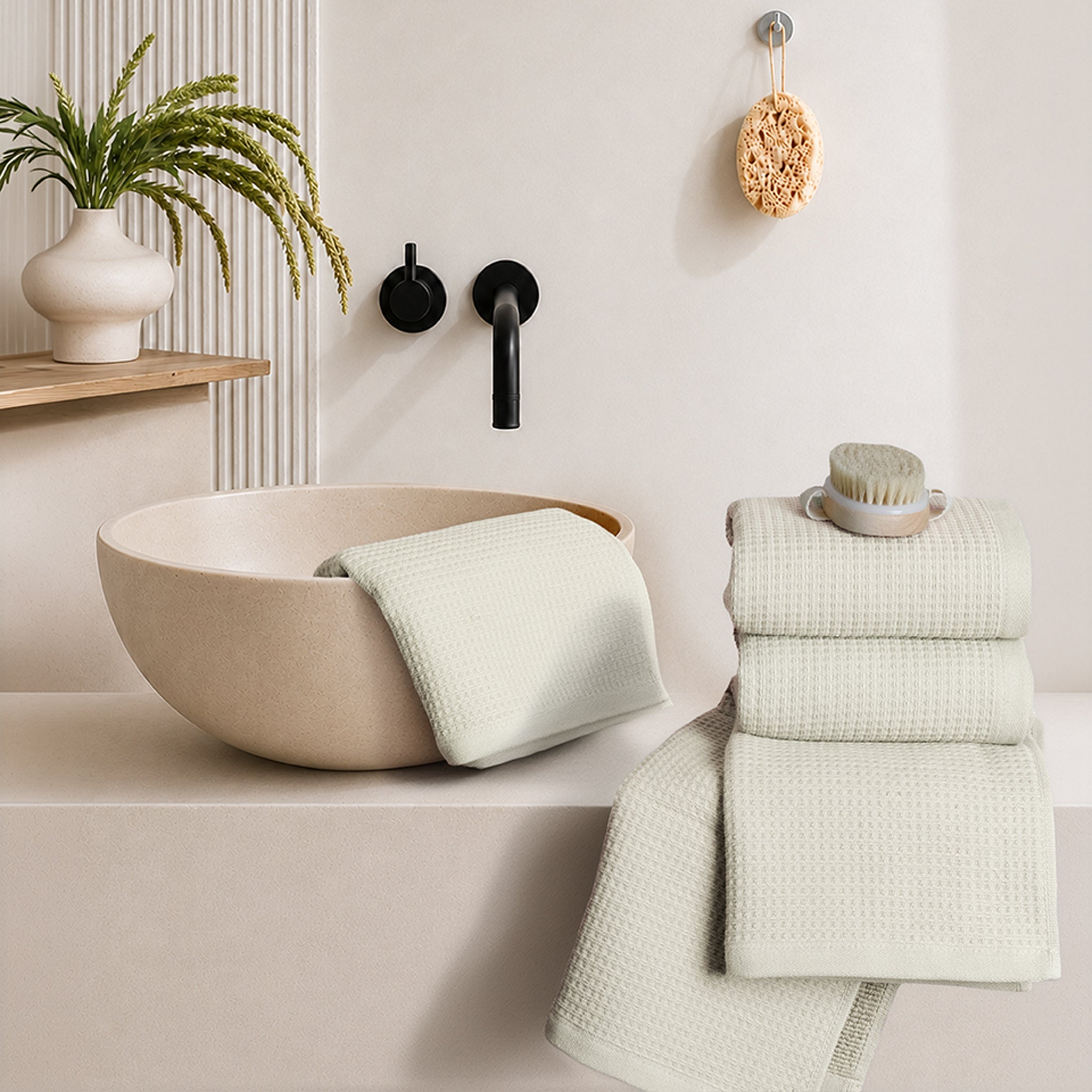 NOLA 4-Pack Turkish Cotton Hand Towels – 600 GSM Luxury Waffle Towels