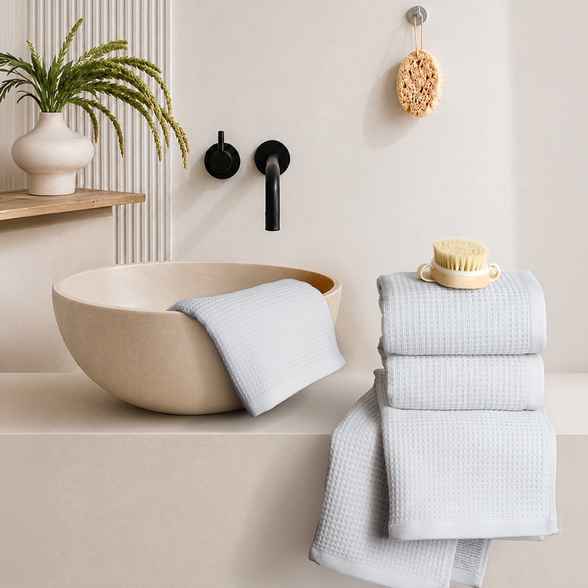 NOLA 4-Pack Turkish Cotton Hand Towels – 600 GSM Luxury Waffle Towels