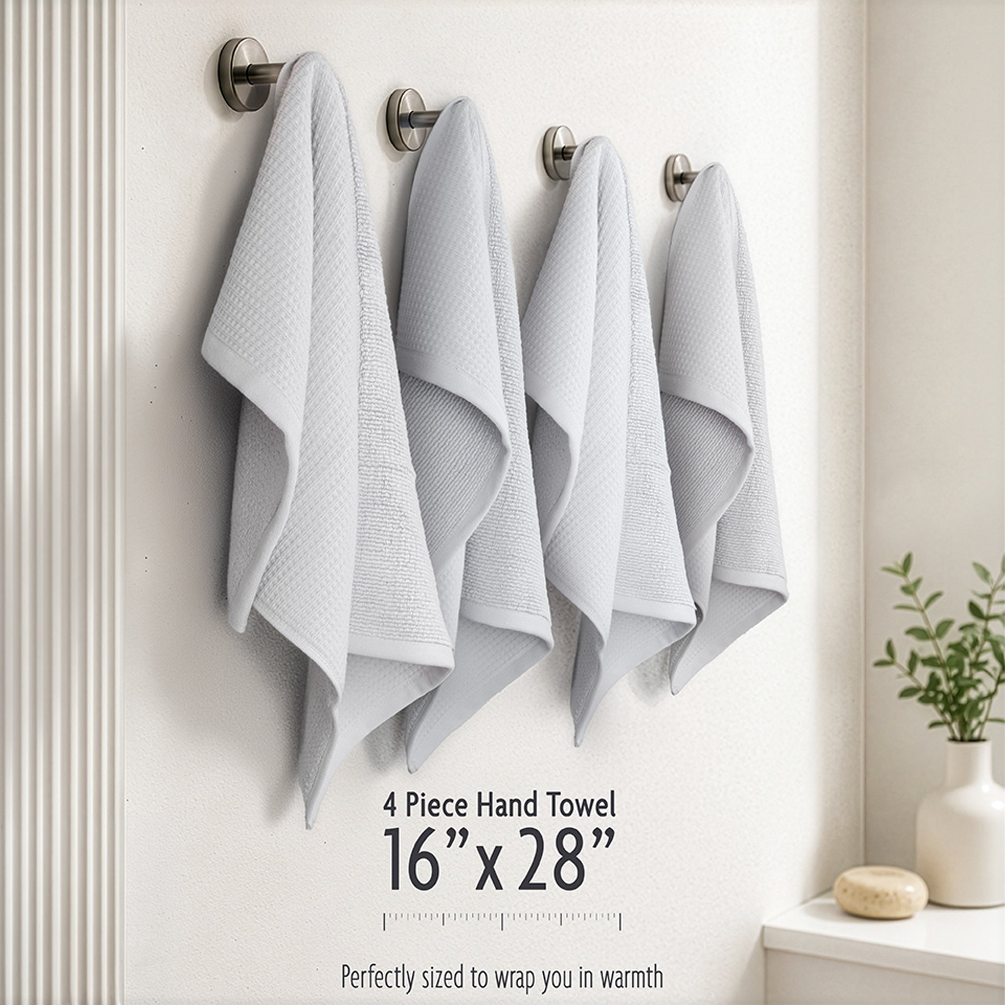 NOLA 4-Pack Turkish Cotton Hand Towels – 600 GSM Luxury Waffle Towels