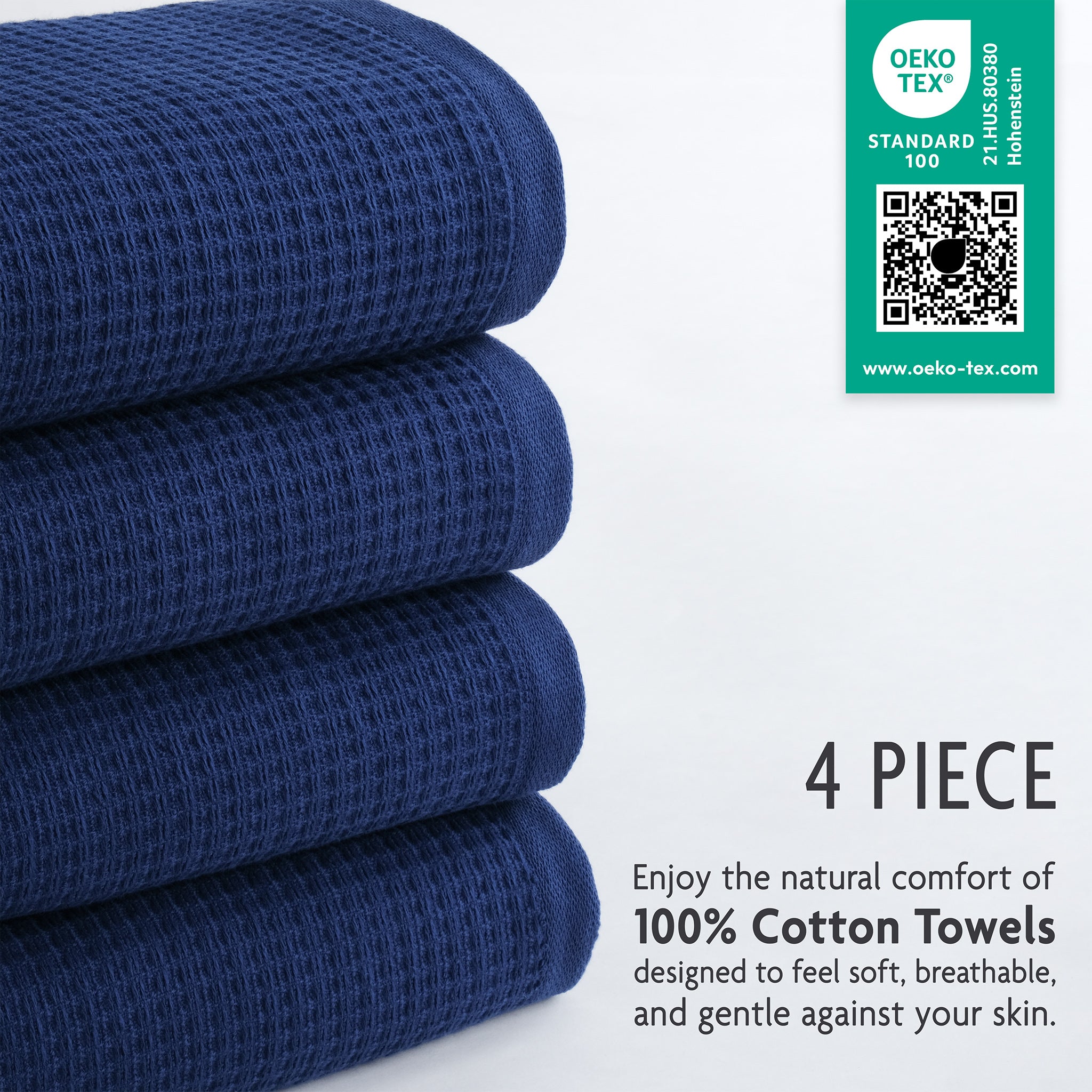 NOLA 4-Pack Turkish Cotton Hand Towels – 600 GSM Luxury Waffle Towels