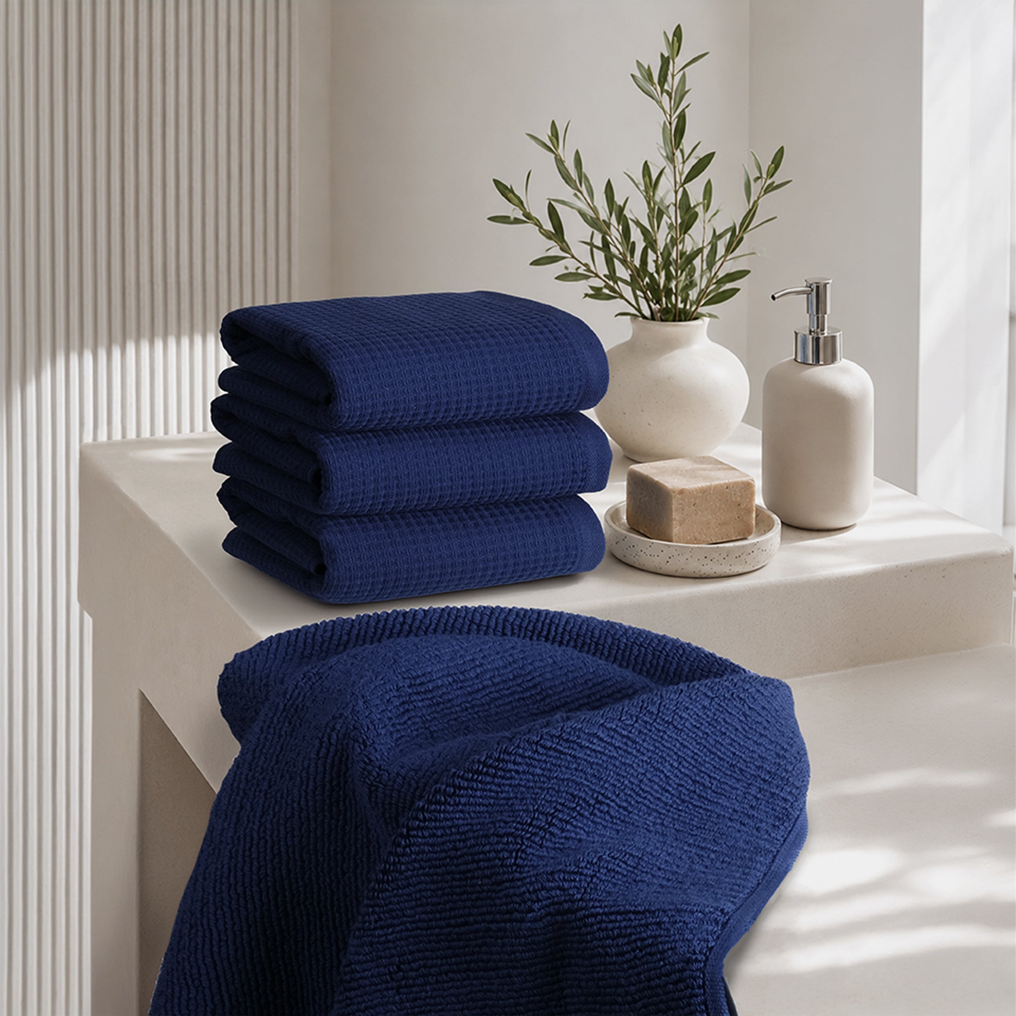 NOLA 4-Pack Turkish Cotton Hand Towels – 600 GSM Luxury Waffle Towels