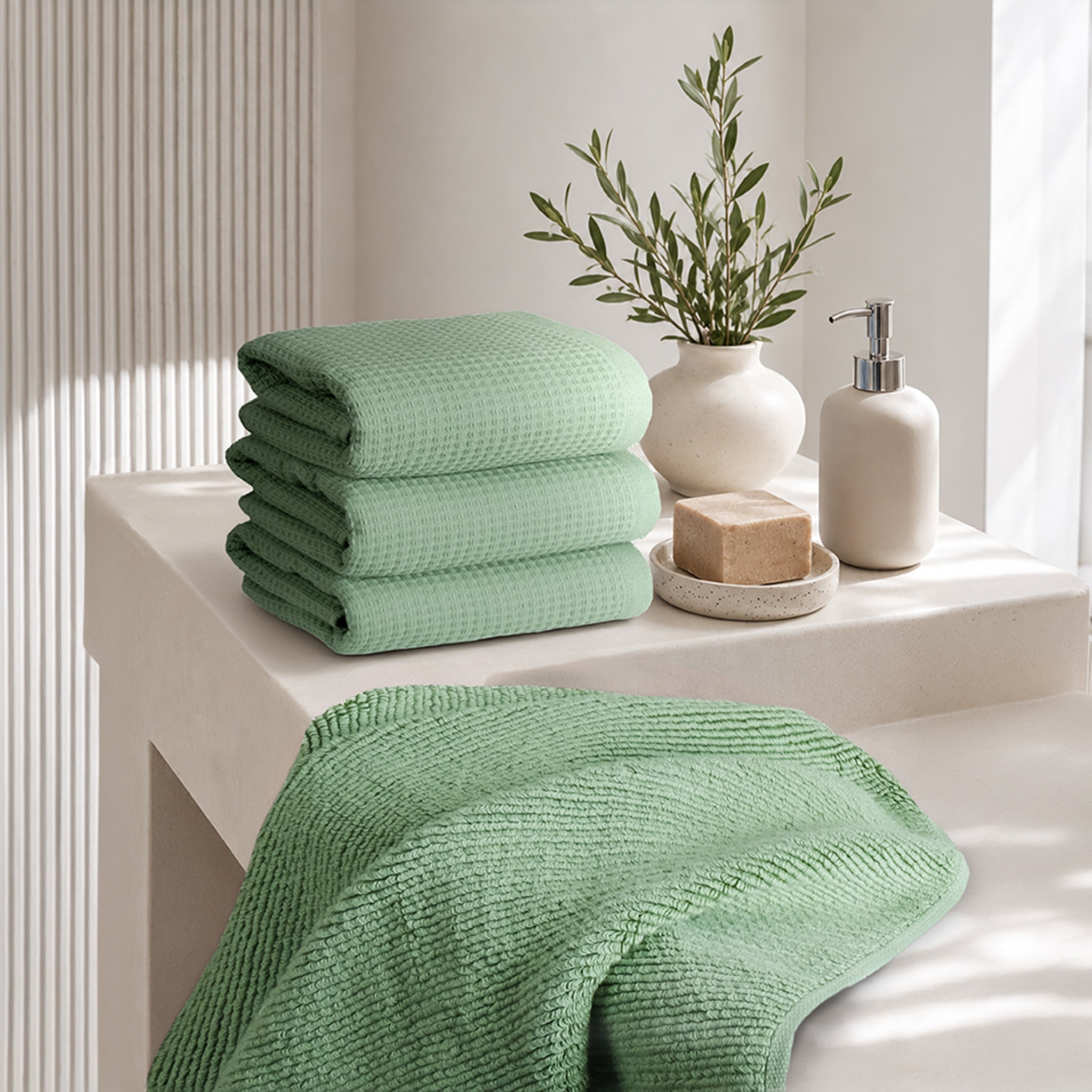 NOLA 4-Pack Turkish Cotton Hand Towels – 600 GSM Luxury Waffle Towels