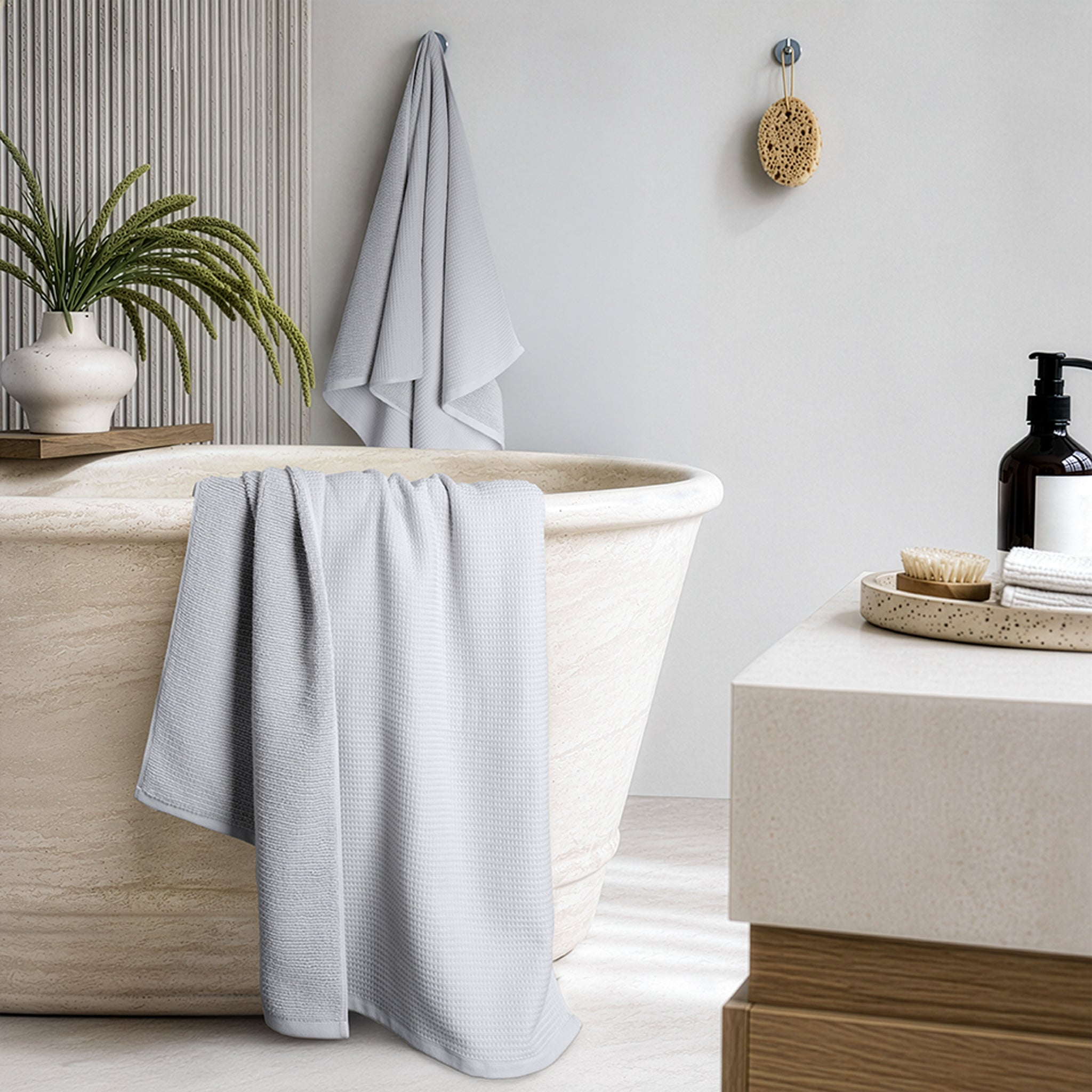 NOLA 2-Pack Turkish Cotton Bath Towels – 600 GSM Luxury Waffle Towels