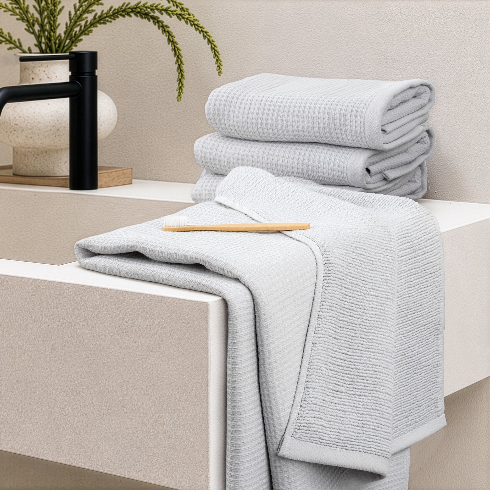 NOLA 6-Piece Turkish Towel Set – 600 GSM Turkish Cotton Waffle Towels