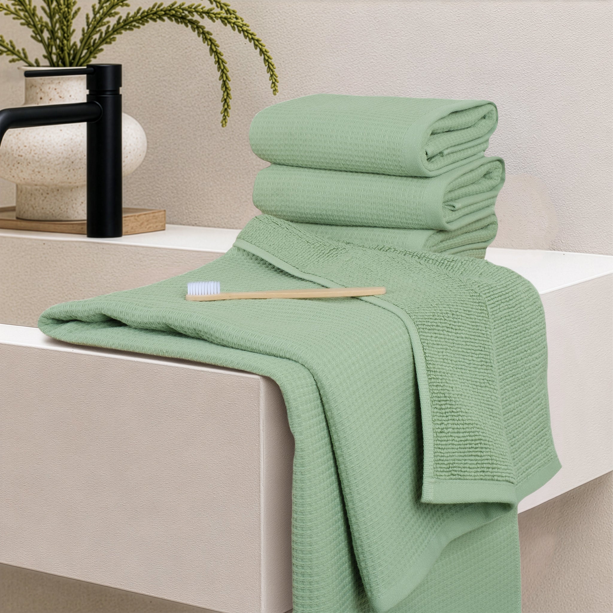 NOLA 6-Piece Turkish Towel Set – 600 GSM Turkish Cotton Waffle Towels