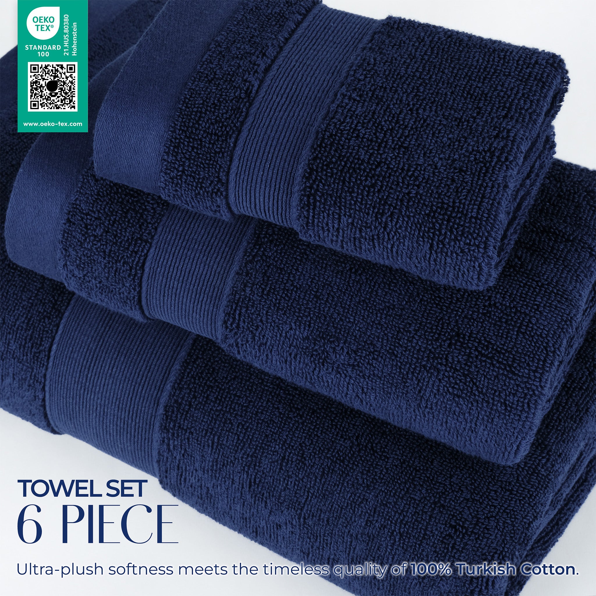 SIENA 6-Piece Turkish Towel Set – 700 GSM Turkish Cotton Luxury Hotel Bath Towels