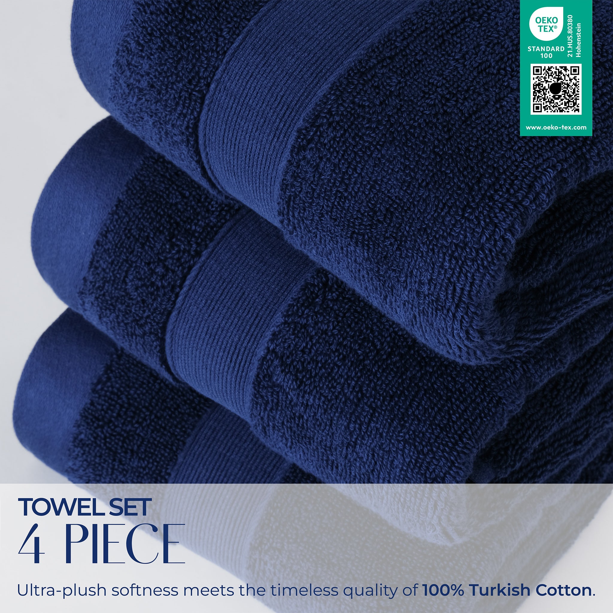 SIENA 4-Piece Turkish Cotton Hand Towels Set, Luxury Towels 700 GSM