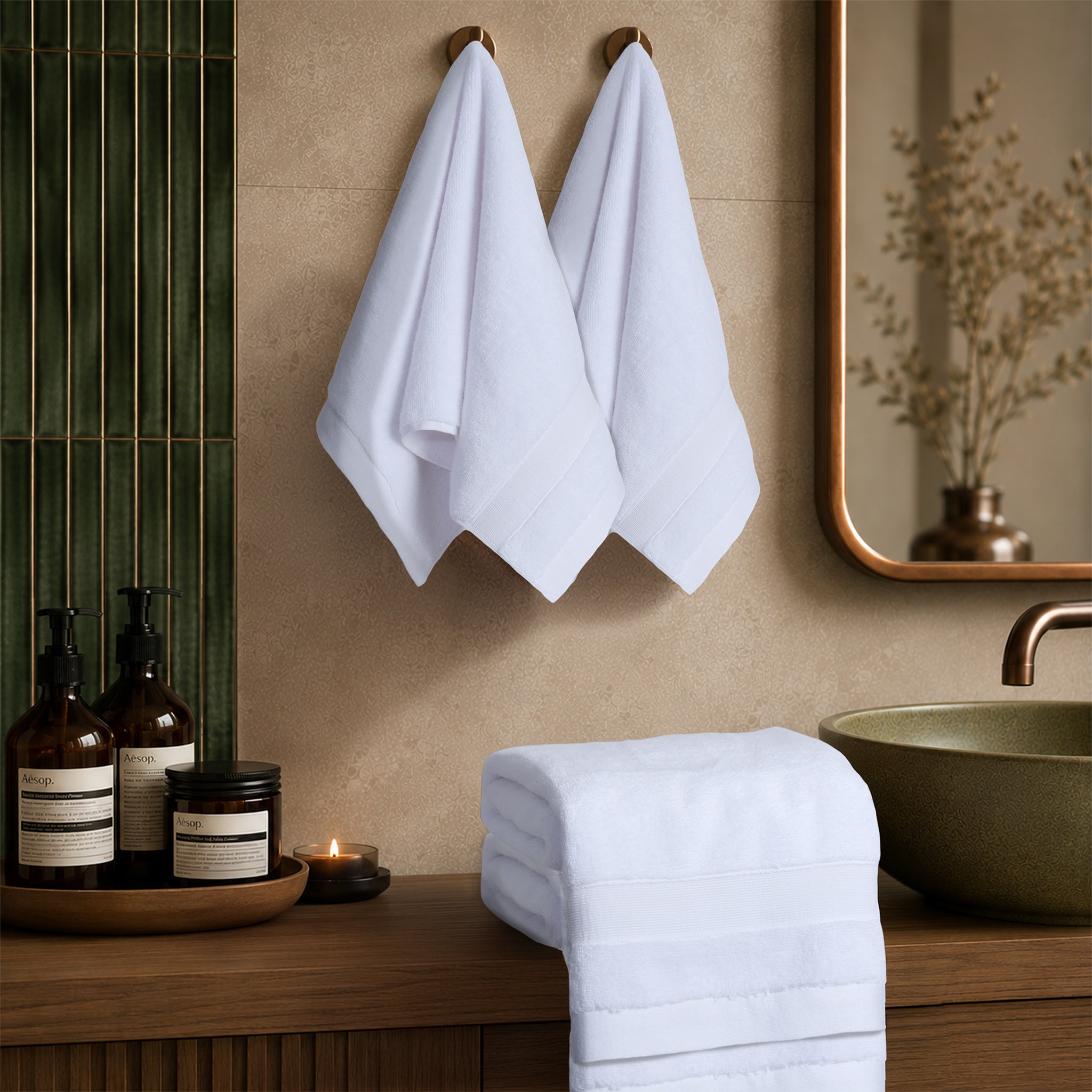 SIENA 4-Piece Turkish Cotton Hand Towels Set, Luxury Towels 700 GSM
