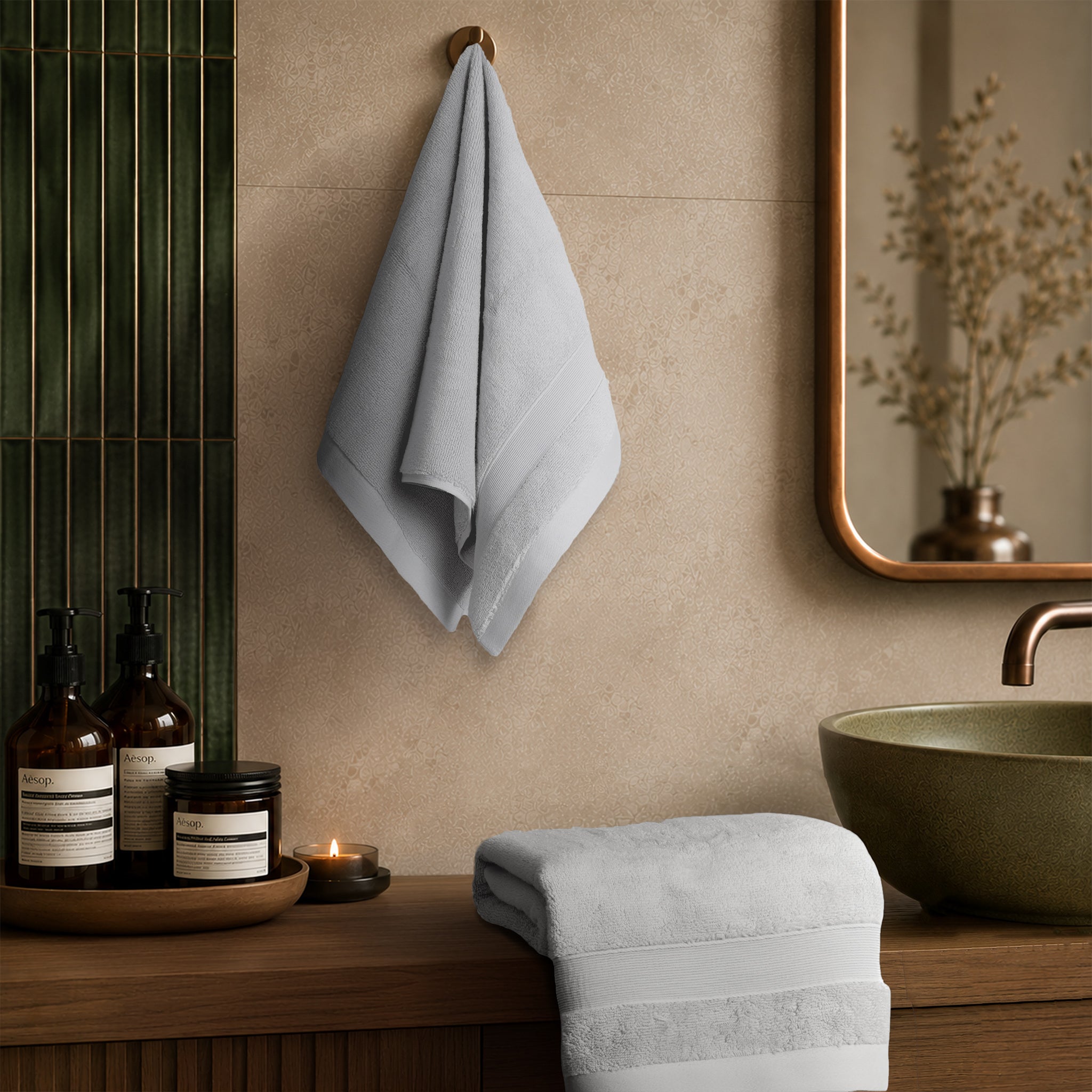 SIENA Luxury Turkish Cotton Hand Towels – 700 GSM, 16 x 28", 2-Piece