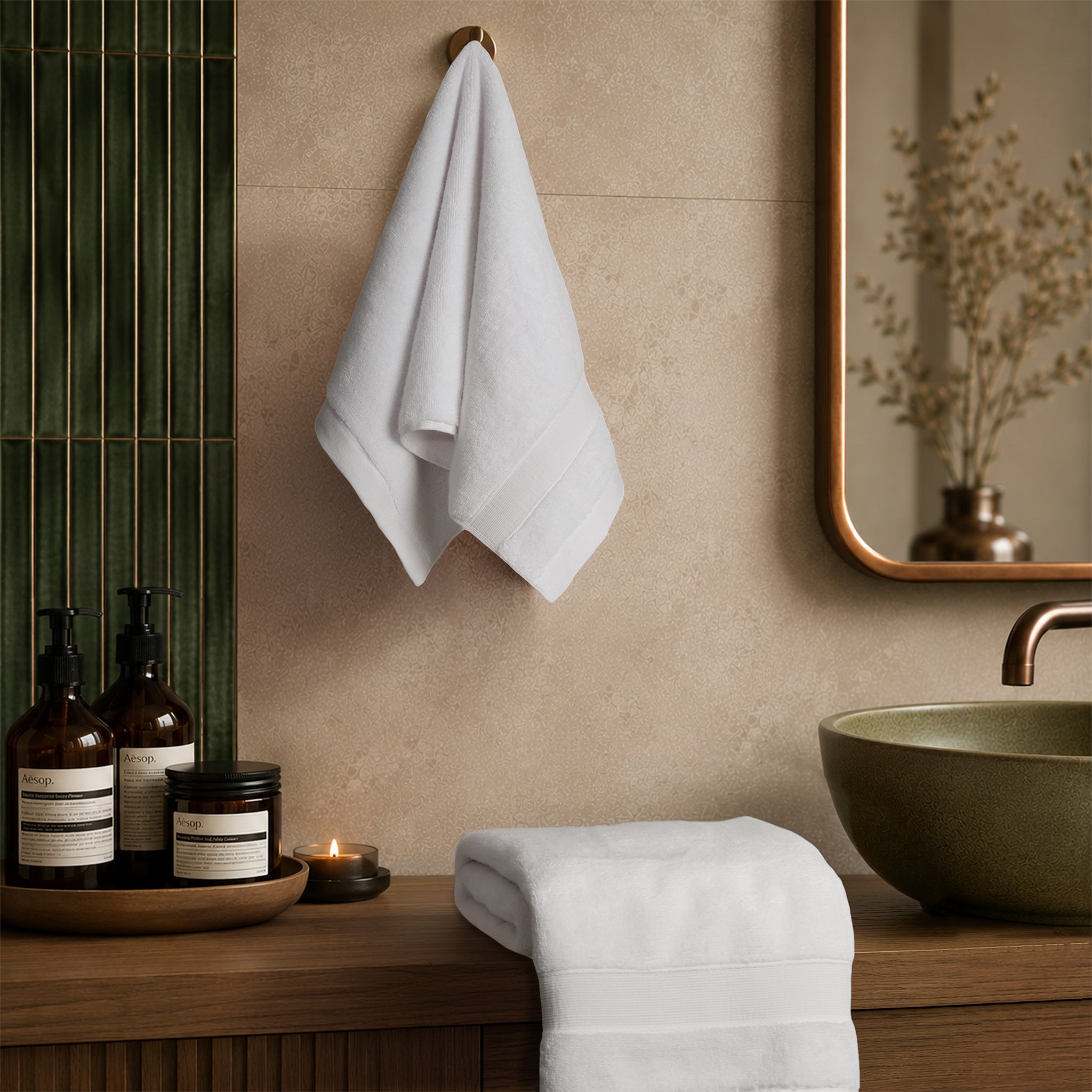 SIENA Luxury Turkish Cotton Hand Towels – 700 GSM, 16 x 28", 2-Piece