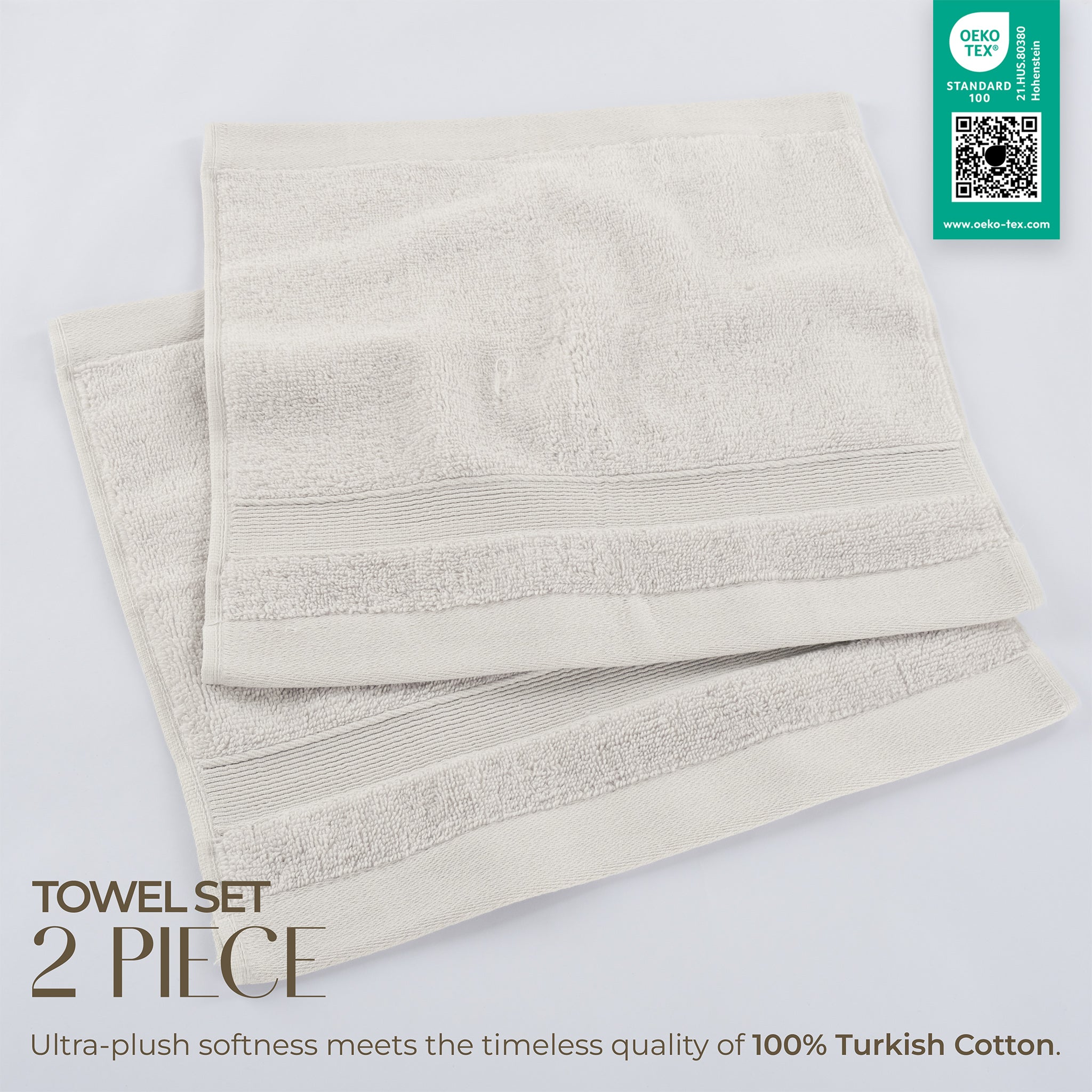 SIENA Turkish Cotton Washcloths – 700 GSM Luxury 13 x 13", 2-Piece