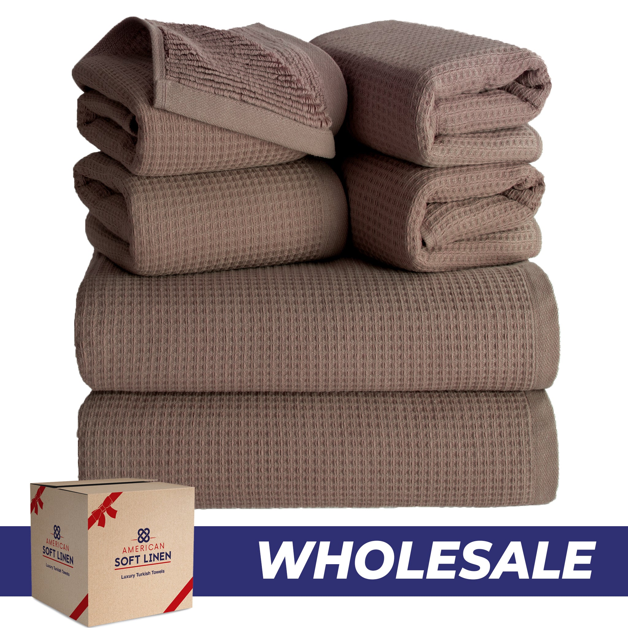 NOLA 6-Piece Turkish Towel Set – 600 GSM Turkish Cotton Wholesale Case Pack of 10 Chestnut