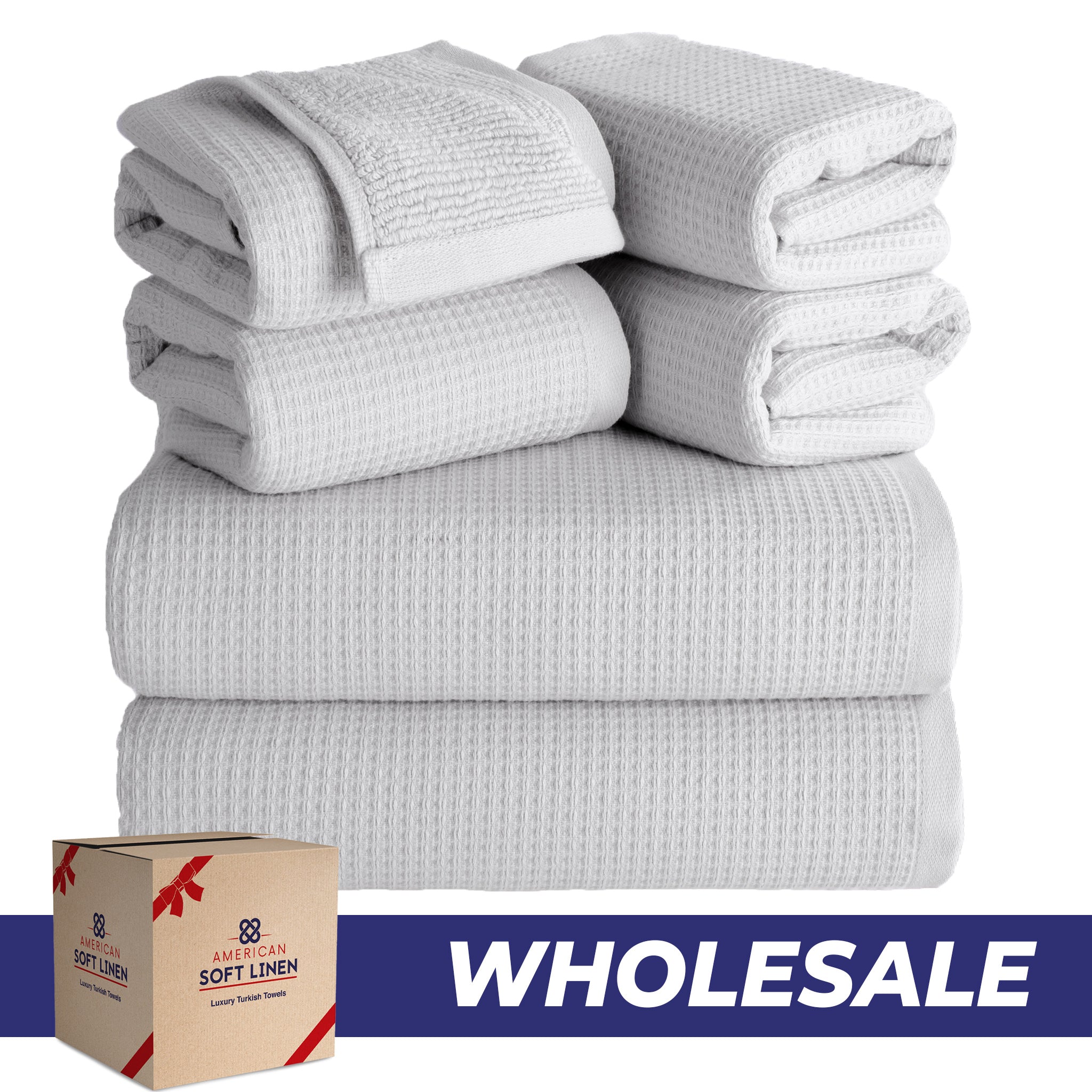 NOLA 6-Piece Turkish Towel Set – 600 GSM Turkish Cotton Wholesale Case Pack of 10 Gray