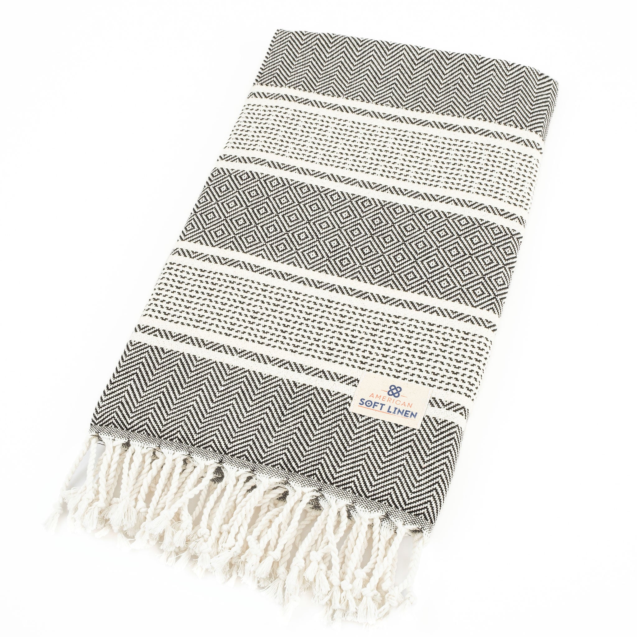 American Soft Linen - 100% Cotton Turkish Peshtemal Towels 40x70 Inches - Black-Striped - 5