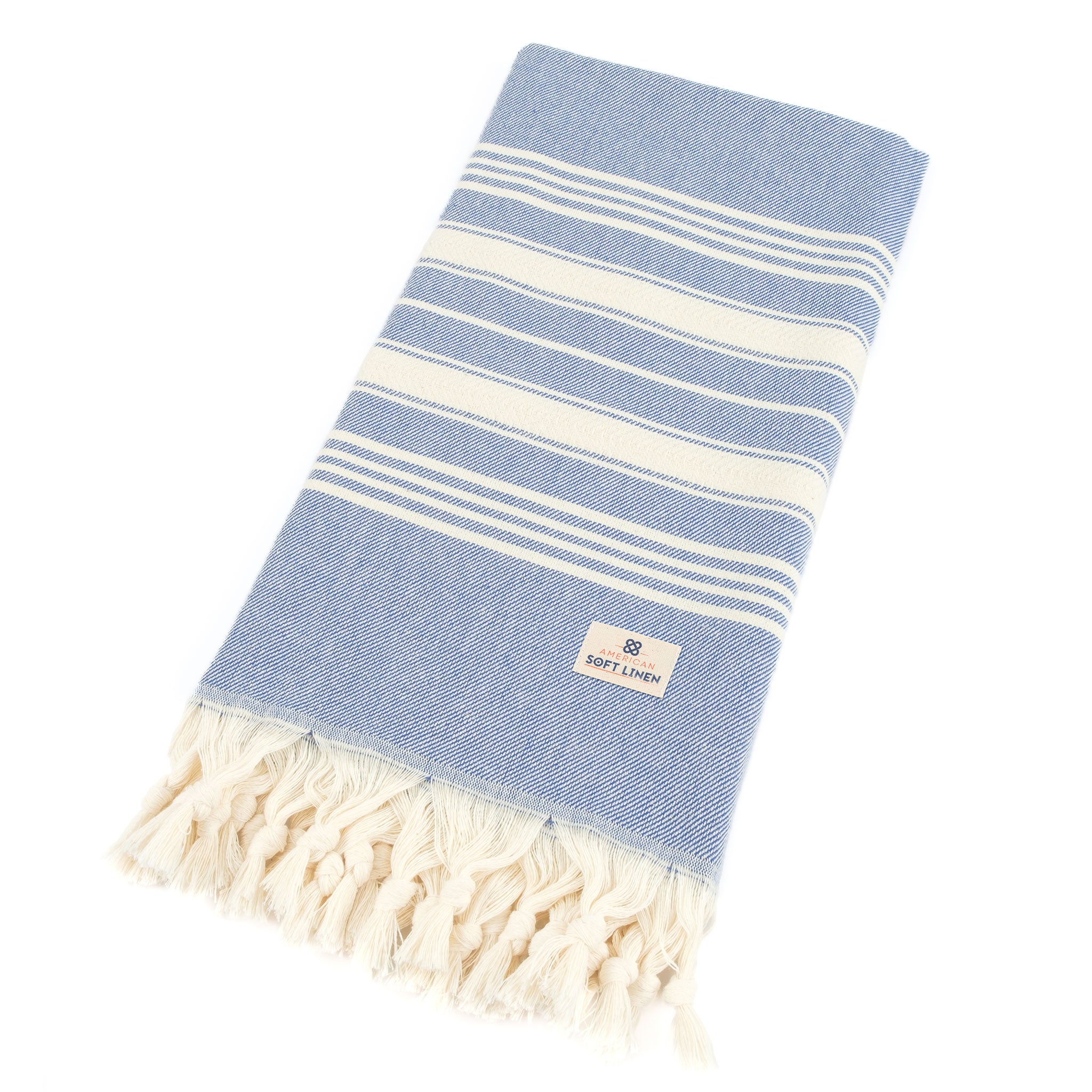American Soft Linen - 100% Cotton Turkish Peshtemal Towels 40x70 Inches - Blue - 5