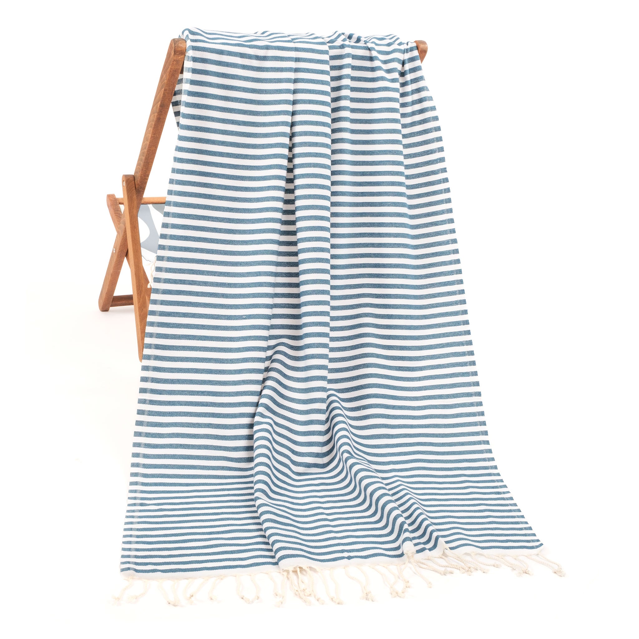 American Soft Linen - 100% Cotton Turkish Peshtemal Towels 40x70 Inches - Petrol-Blue - 1