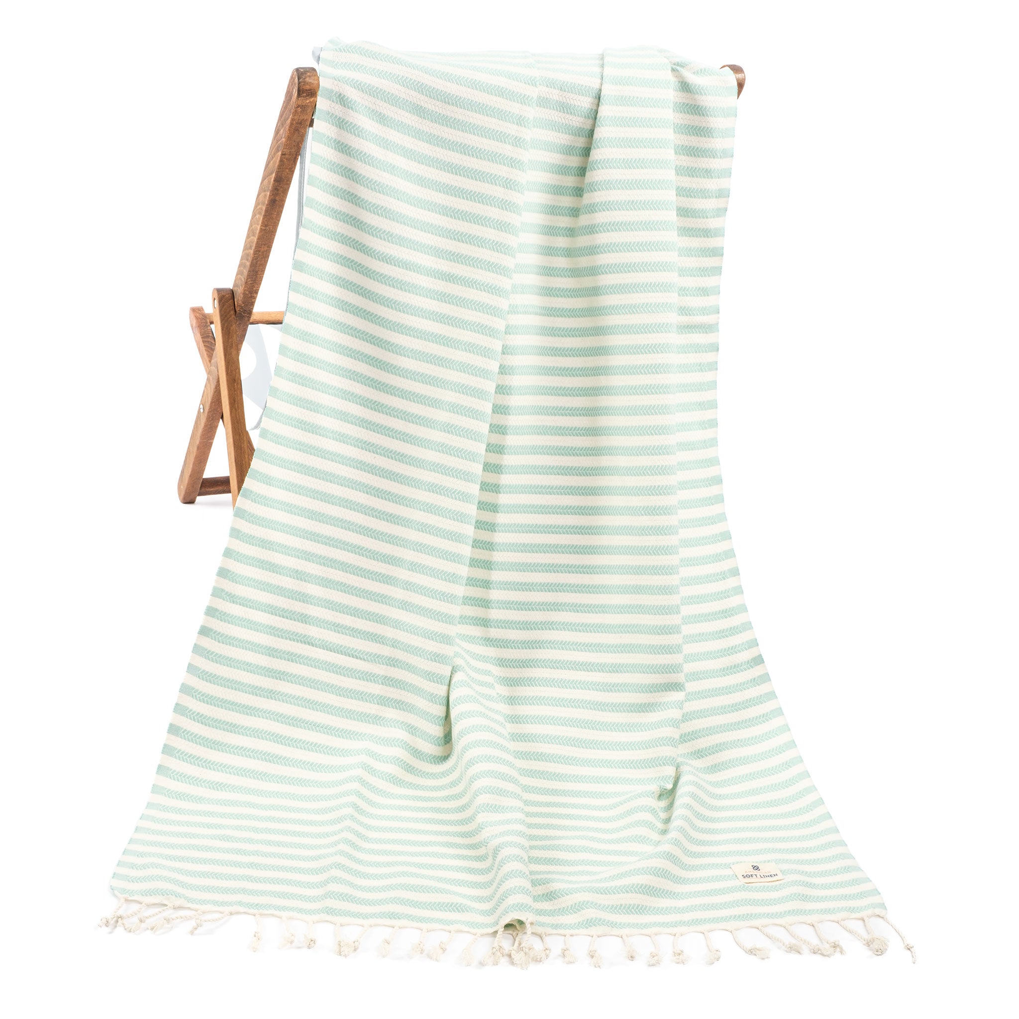American Soft Linen - 100% Cotton Turkish Peshtemal Towels 40x70 Inches - Sage - 1