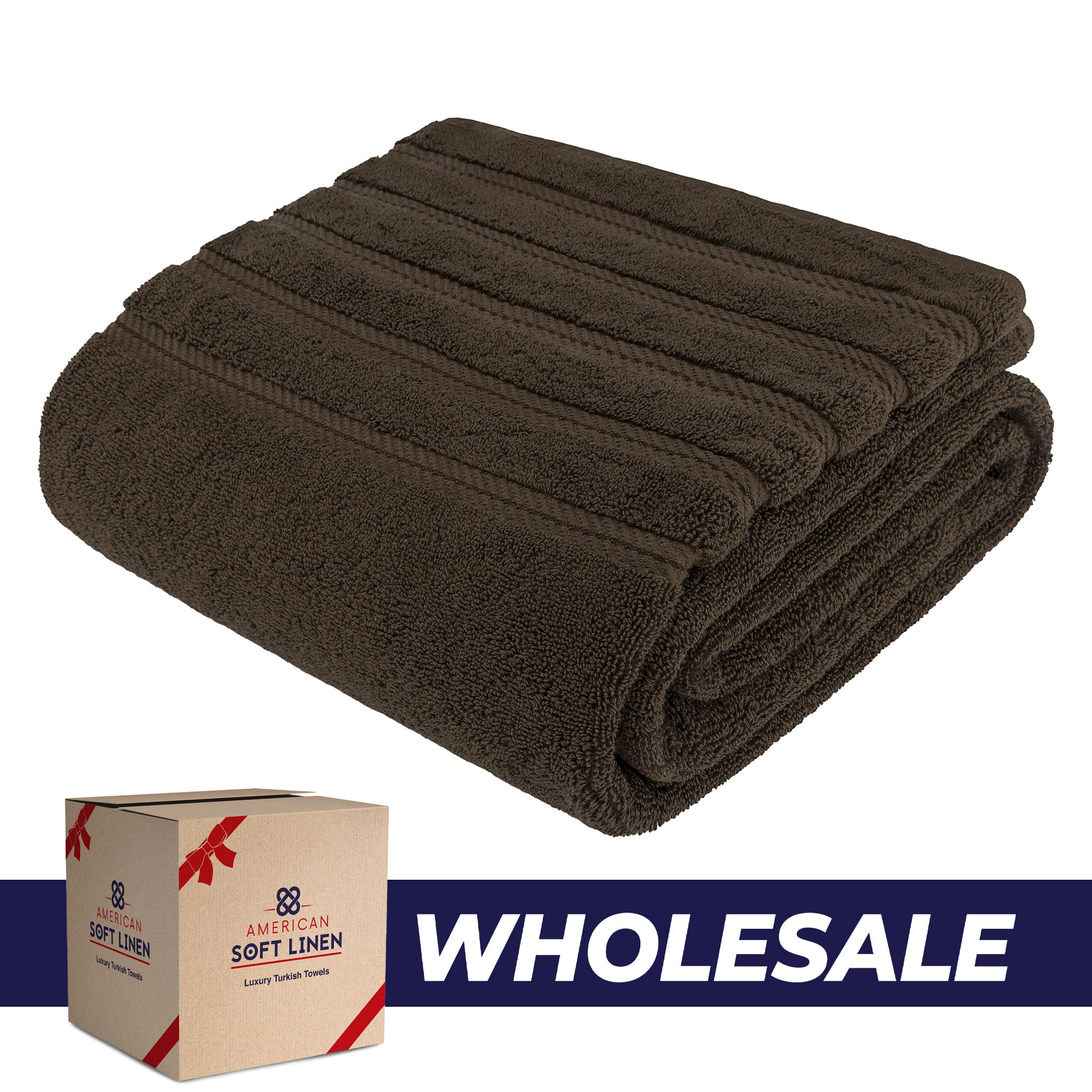 American Soft Linen - 35x70 Jumbo Bath Sheet Turkish Bath Towel - 16 Piece Case Pack - Chocolate-Brown - 0