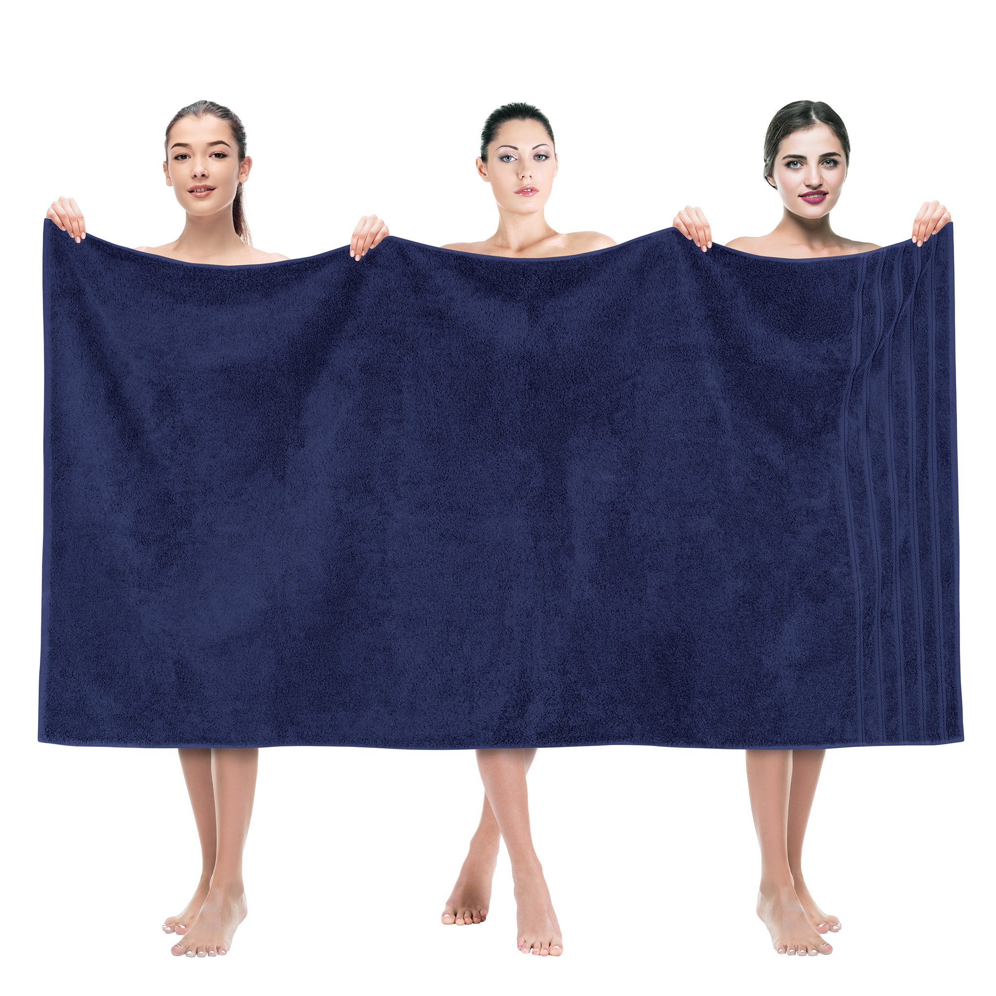 American Soft Linen - 35x70 Jumbo Bath Sheet Turkish Bath Towel - 16 Piece Case Pack - Navy-Blue - 1