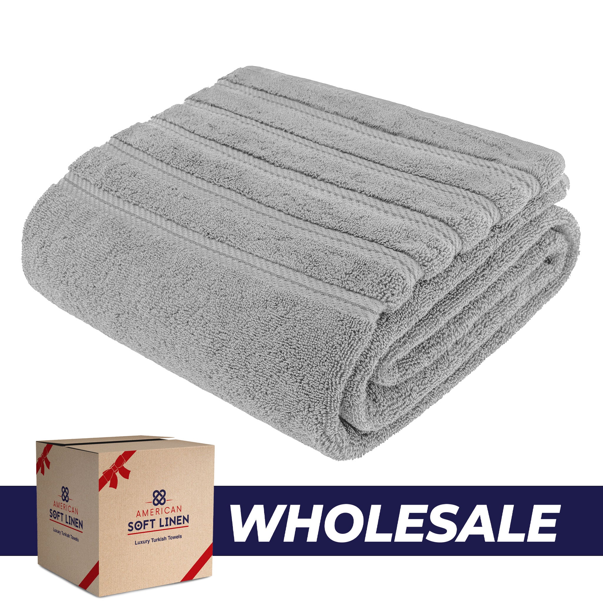 American Soft Linen - 35x70 Jumbo Bath Sheet Turkish Bath Towel - 16 Piece Case Pack - Rockridge-Gray - 0