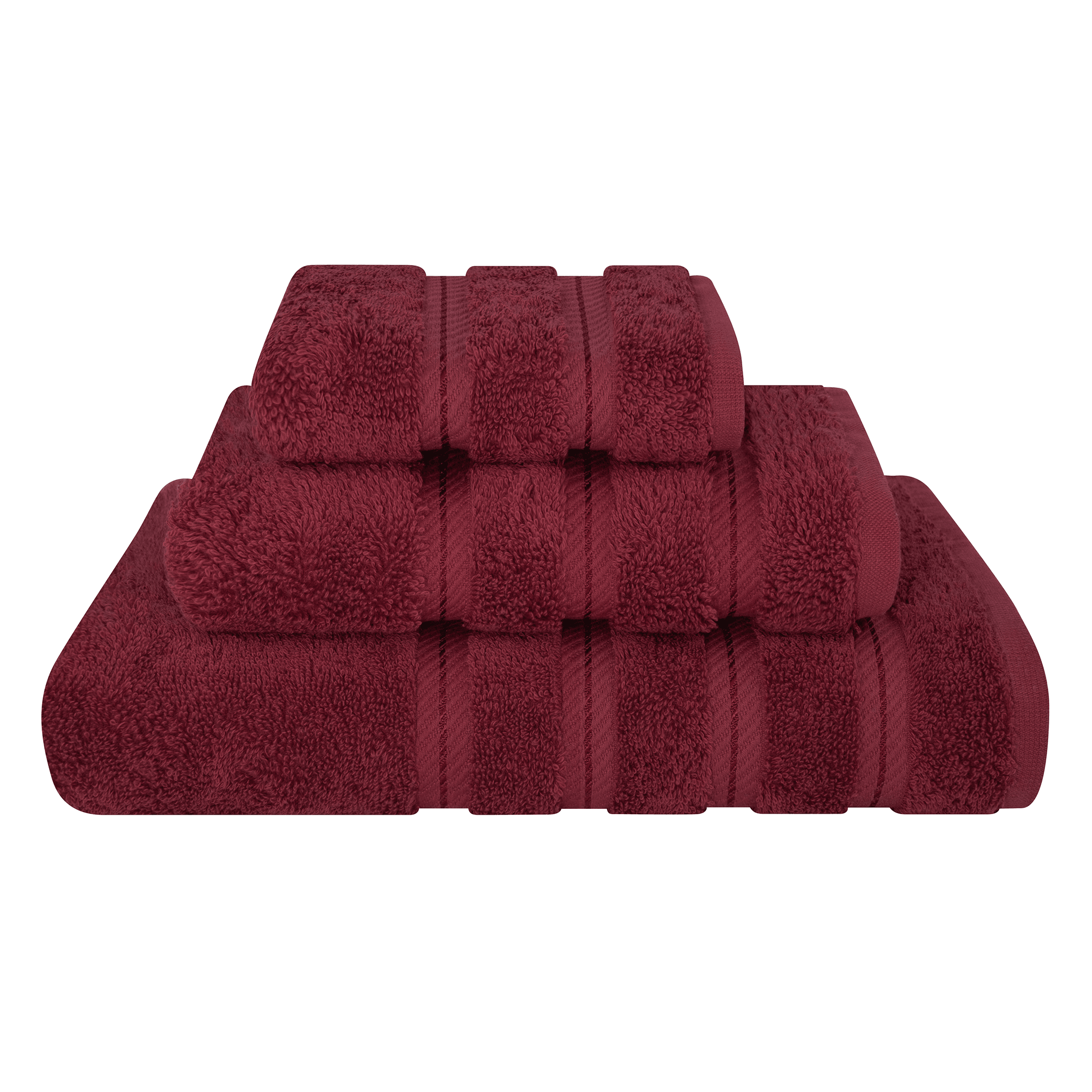 American Soft Linen - 3 Piece Turkish Cotton Towel Set - Bordeaux-Red - 1