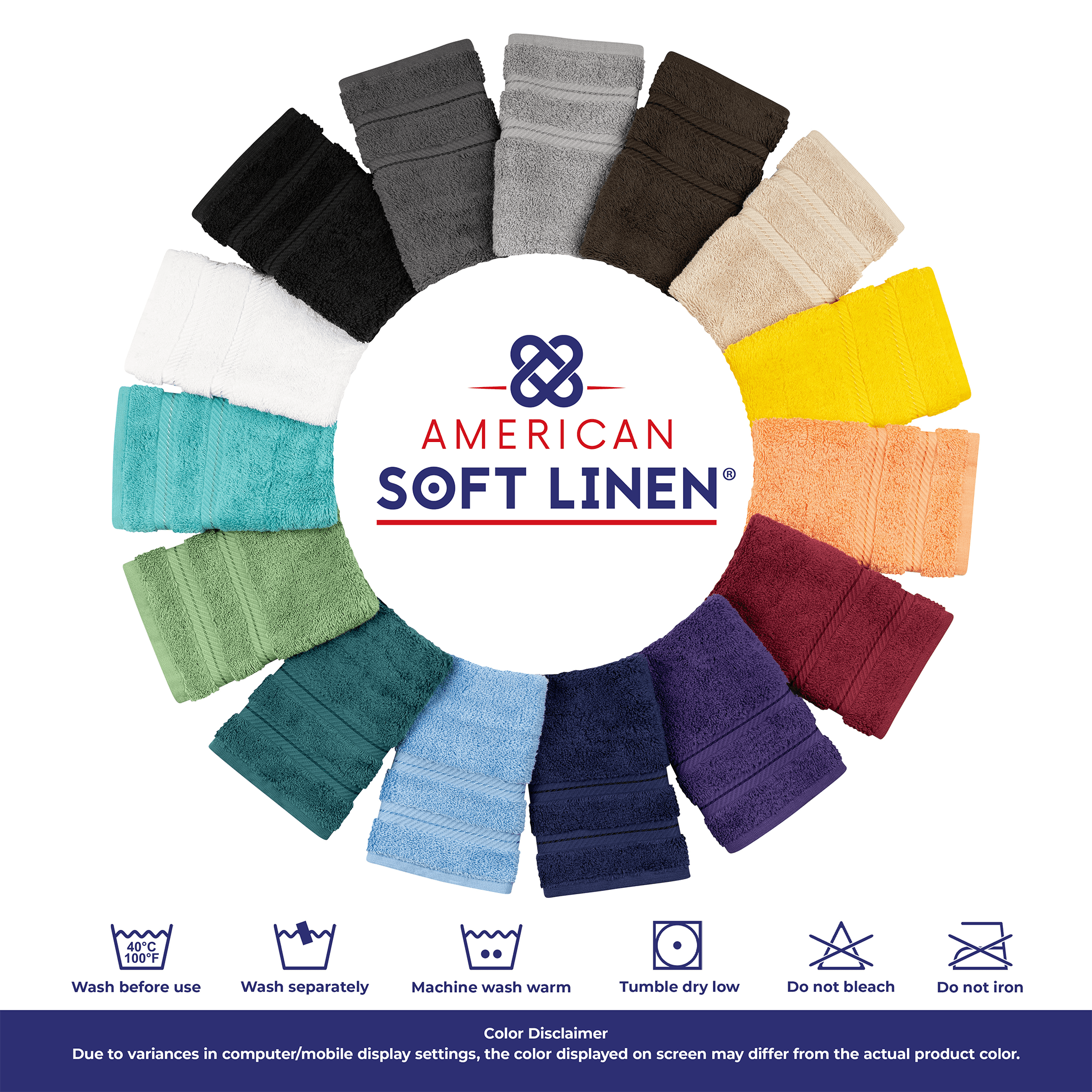 American Soft Linen - 3 Piece Turkish Cotton Towel Set - Colonial-Blue - 8