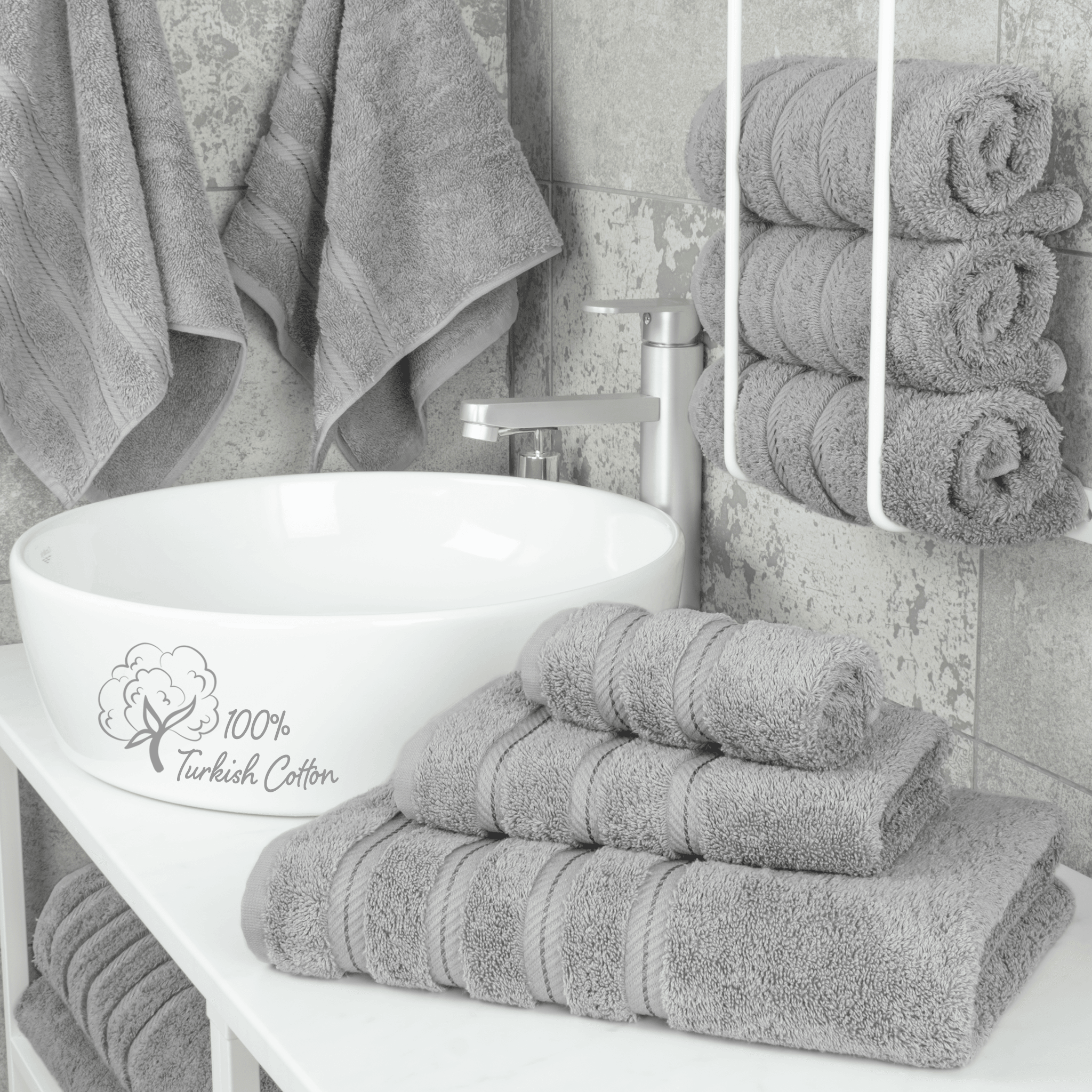 American Soft Linen - 3 Piece Turkish Cotton Towel Set - Rockridge-Gray - 2