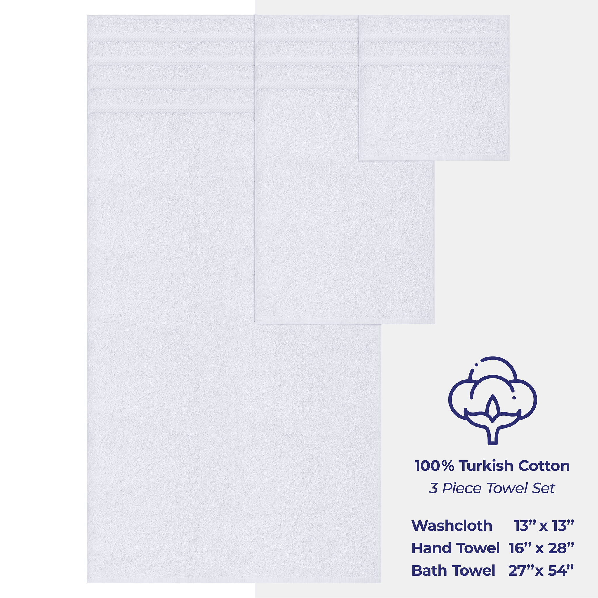 American Soft Linen - 3 Piece Turkish Cotton Towel Set - White - 4