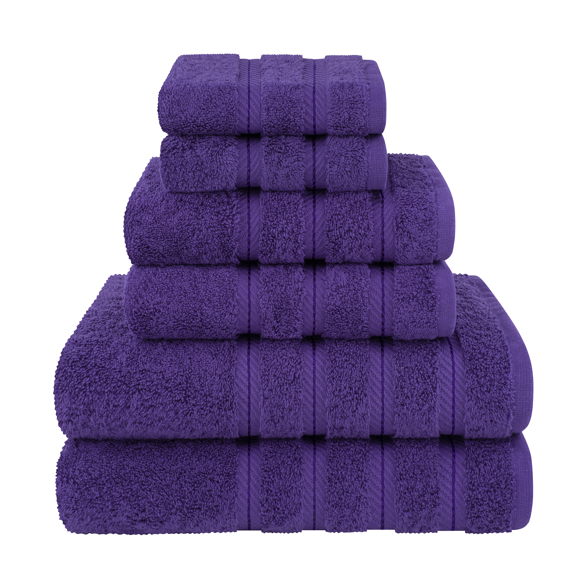 American Soft Linen - 6 Piece Turkish Cotton Bath Towel Set - Purple - 1
