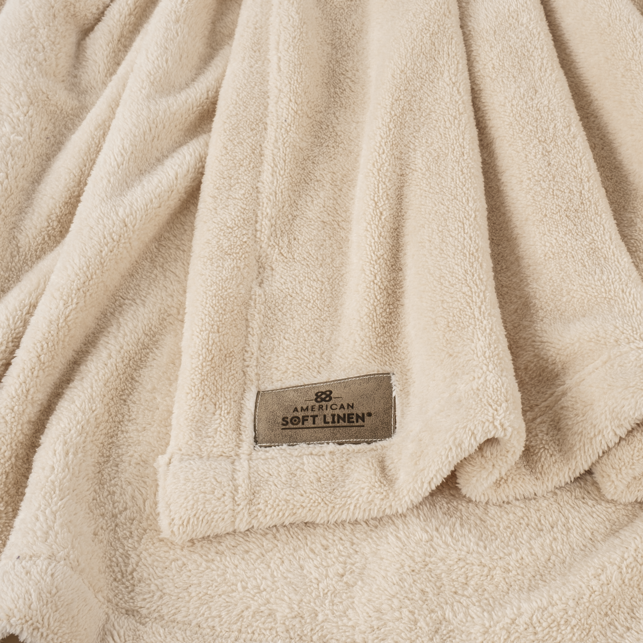 American Soft Linen - Bedding Fleece Blanket - Throw Size 50x60 inches - Sand-Taupe - 4