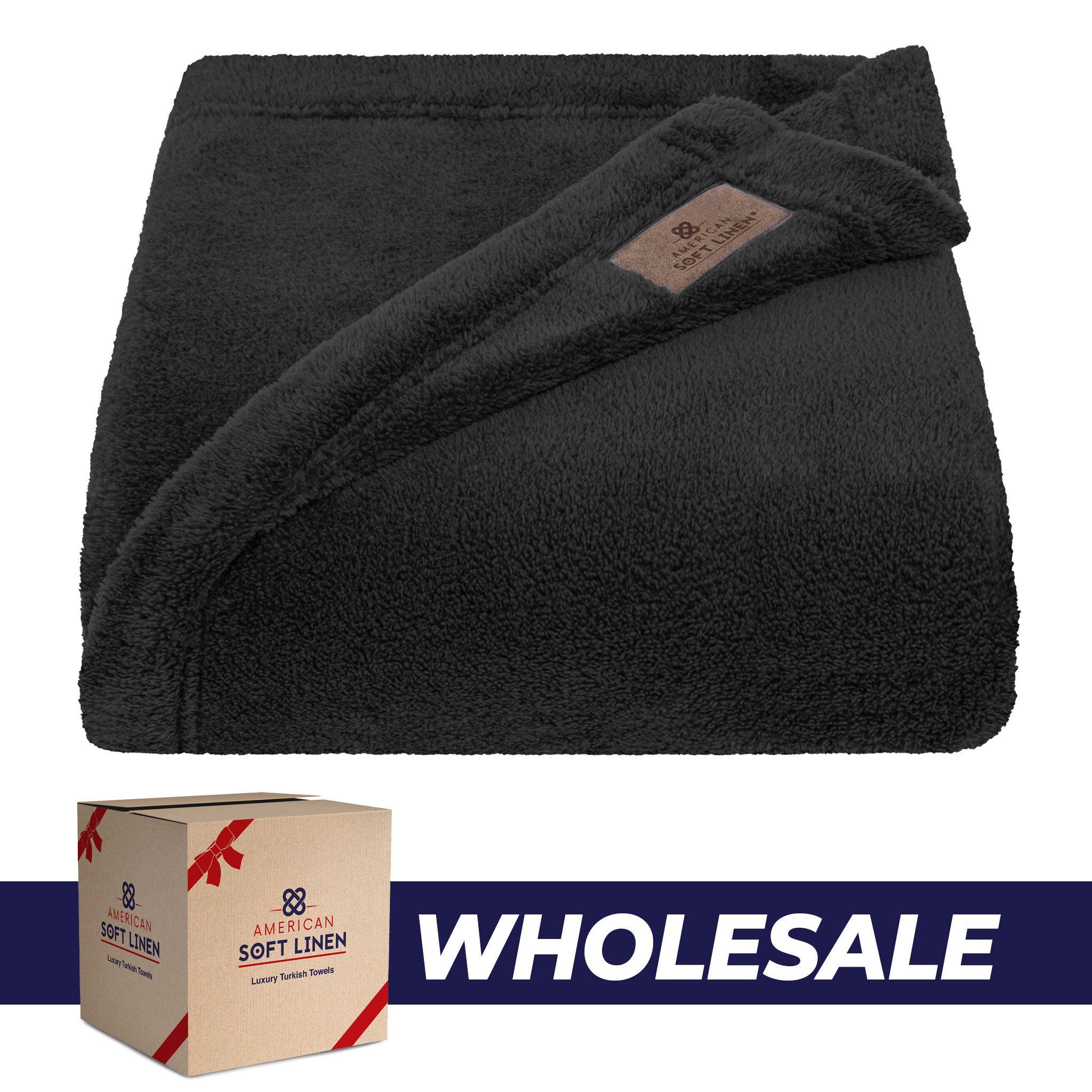American Soft Linen - Bedding Fleece Blanket - Wholesale - 24 Set Case Pack - Throw Size 50x60 inches - Black - 0