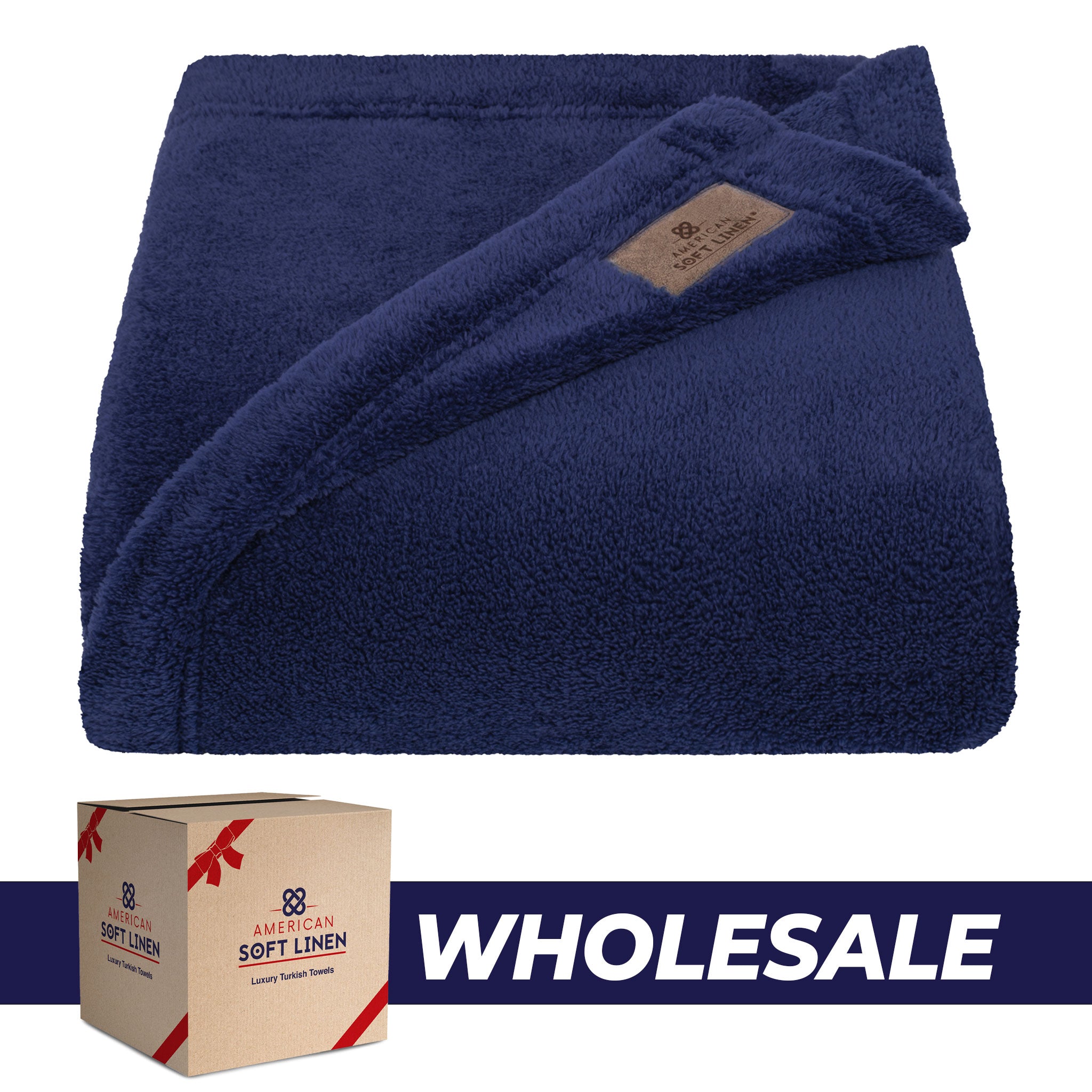 American Soft Linen - Bedding Fleece Blanket - Wholesale - 24 Set Case Pack - Throw Size 50x60 inches - Navy-Blue - 0