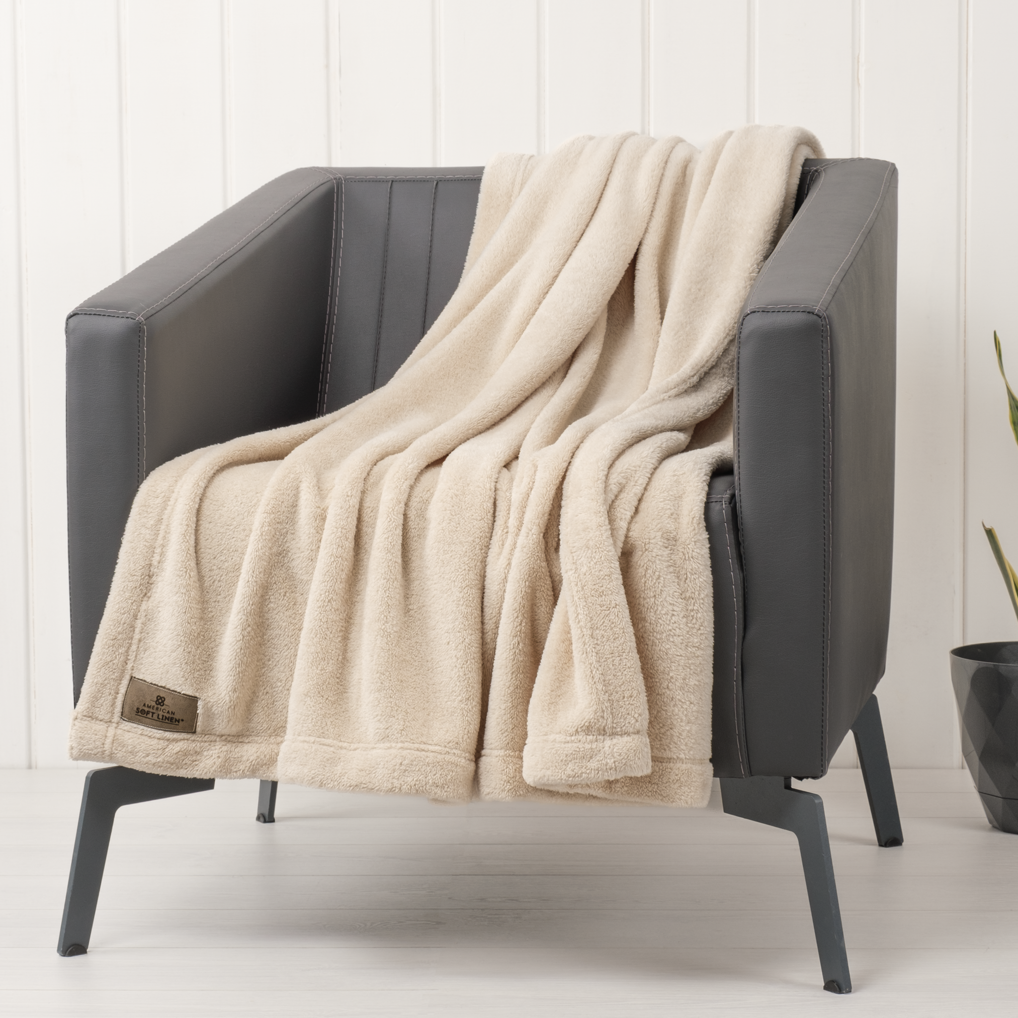 American Soft Linen - Bedding Fleece Blanket - Wholesale - 24 Set Case Pack - Throw Size 50x60 inches - Sand-Taupe - 1