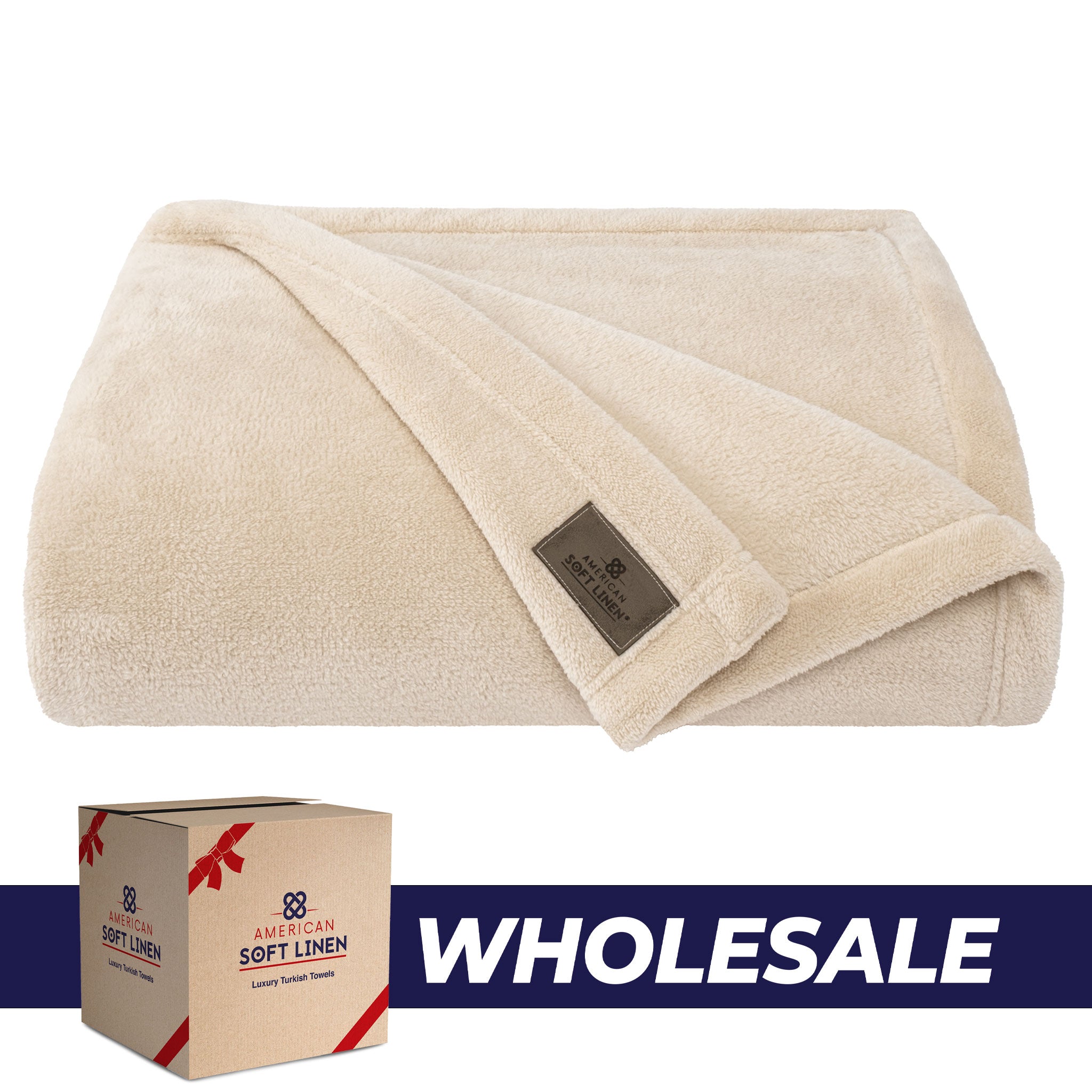 American Soft Linen - Bedding Fleece Blanket - Wholesale - 9 Set Case Pack - Queen Size 85x90 inches - Sand-Taupe - 0