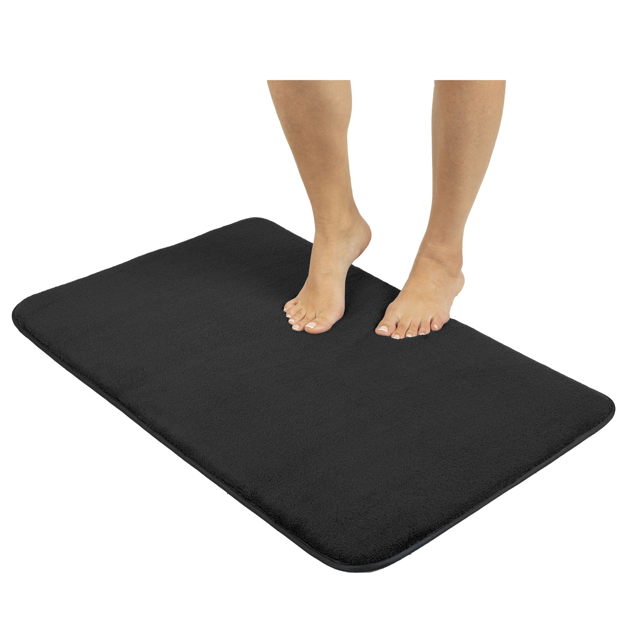 American Soft Linen - Fluffy Foamed Non-Slip Bath Rug-21x32 Inch - Black - 1