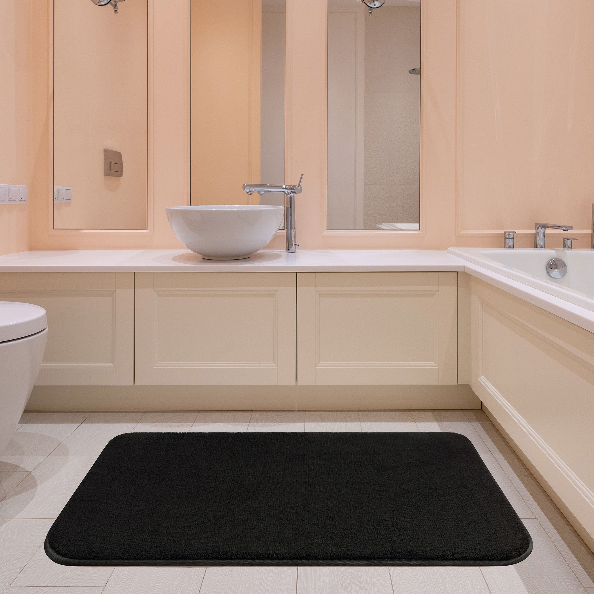 American Soft Linen - Fluffy Foamed Non-Slip Bath Rug-21x32 Inch - Black - 2
