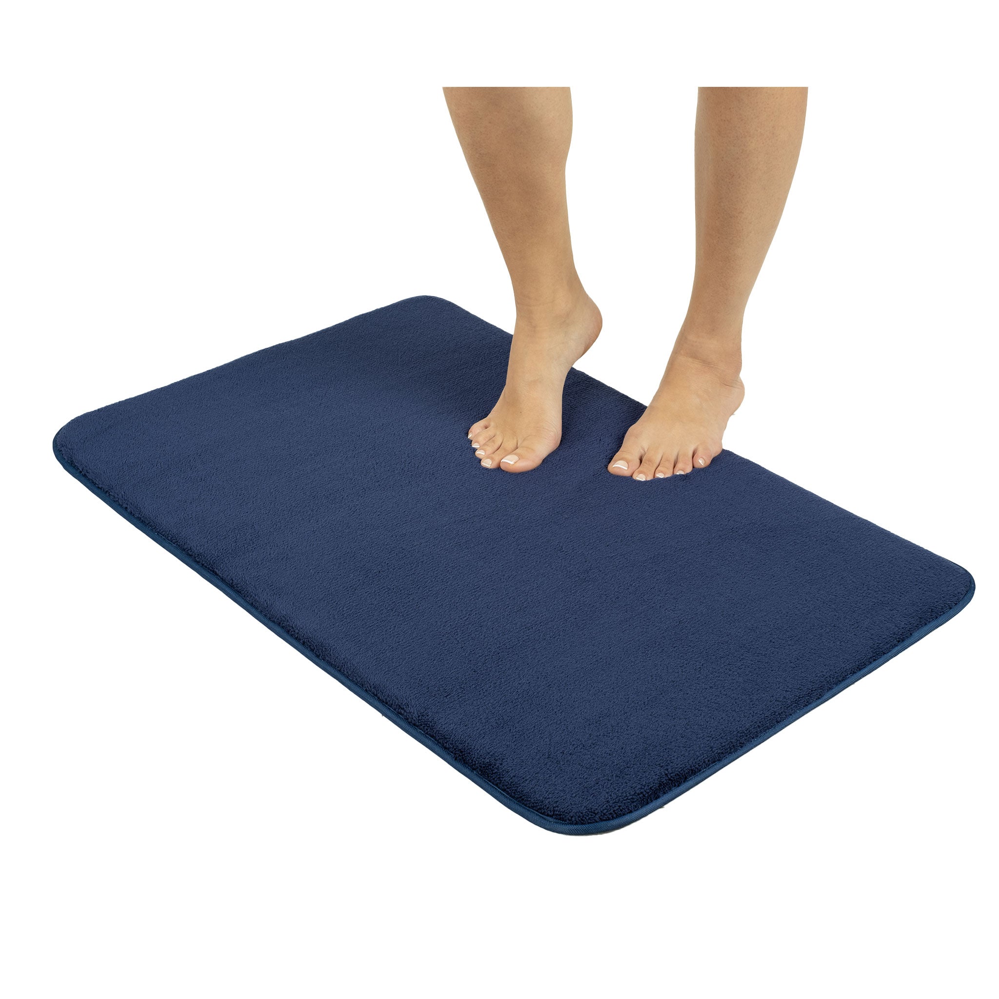 American Soft Linen - Fluffy Foamed Non-Slip Bath Rug-21x32 Inch - Navy-Blue - 1