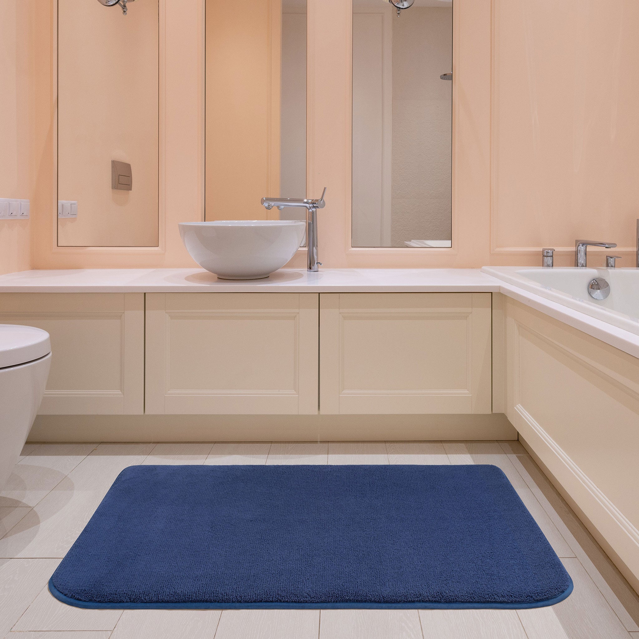 American Soft Linen - Fluffy Foamed Non-Slip Bath Rug-21x32 Inch - Navy-Blue - 2