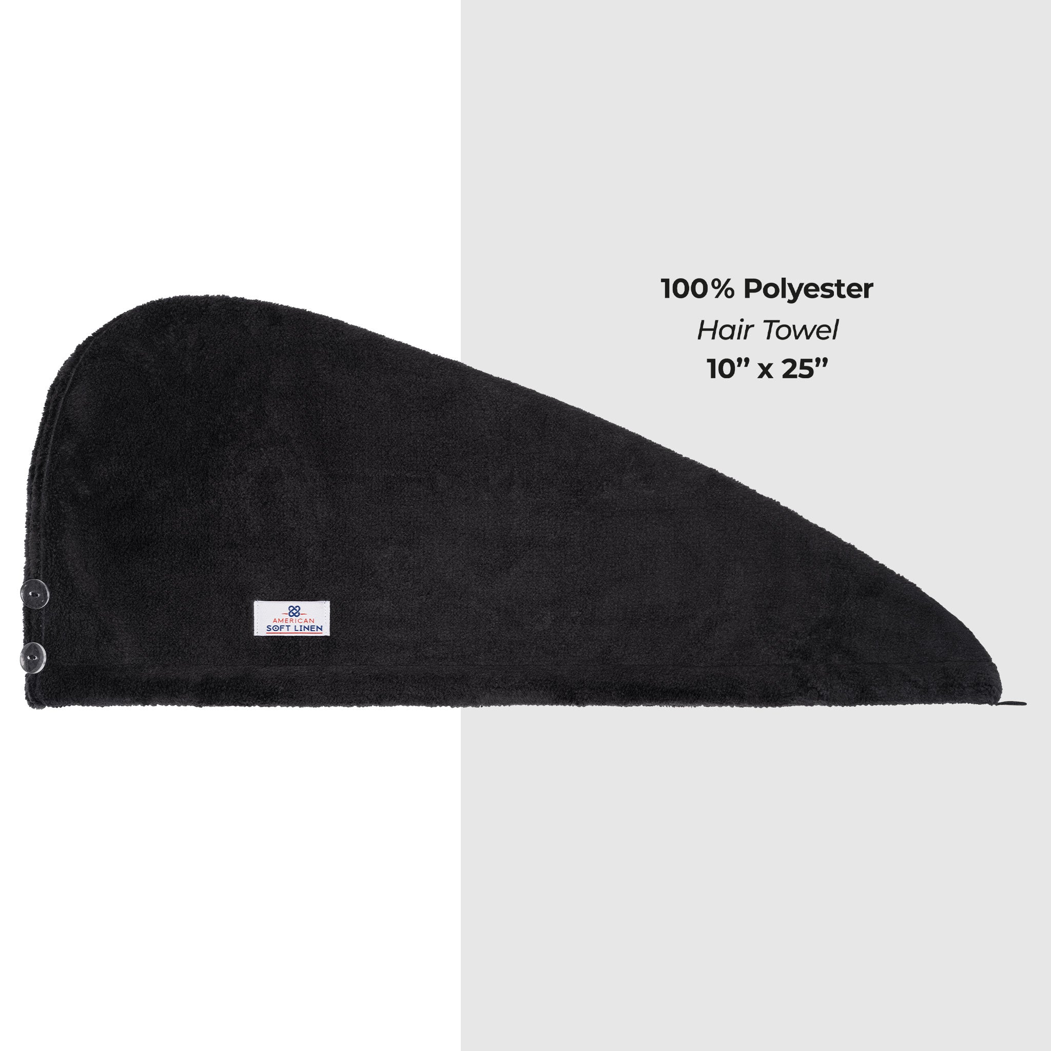 American Soft Linen - Hair Drying Towel - 1-PACKED - 90 Piece Case Pack - Black - 4