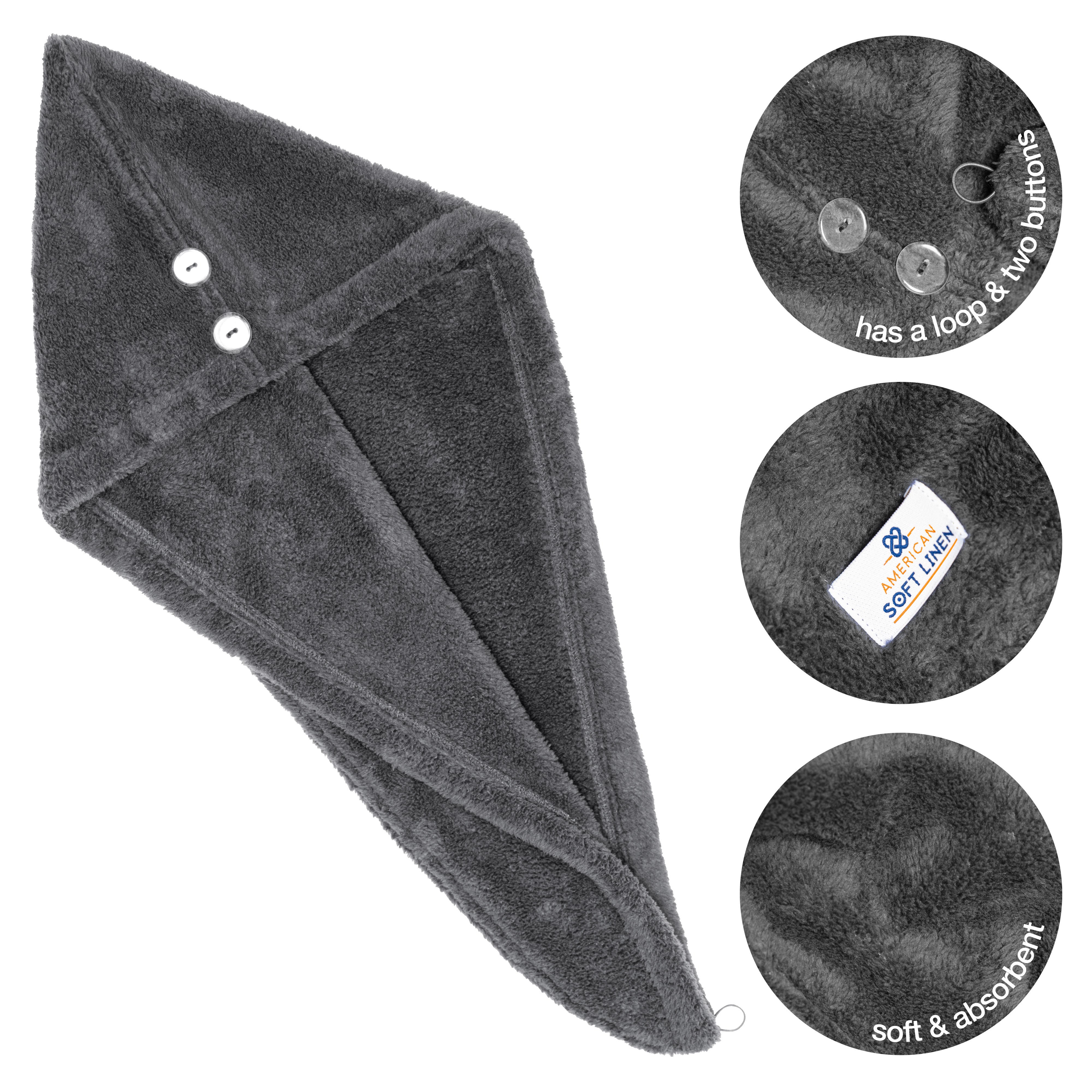 American Soft Linen - Hair Drying Towel - 1-PACKED - 90 Piece Case Pack - Gray - 5